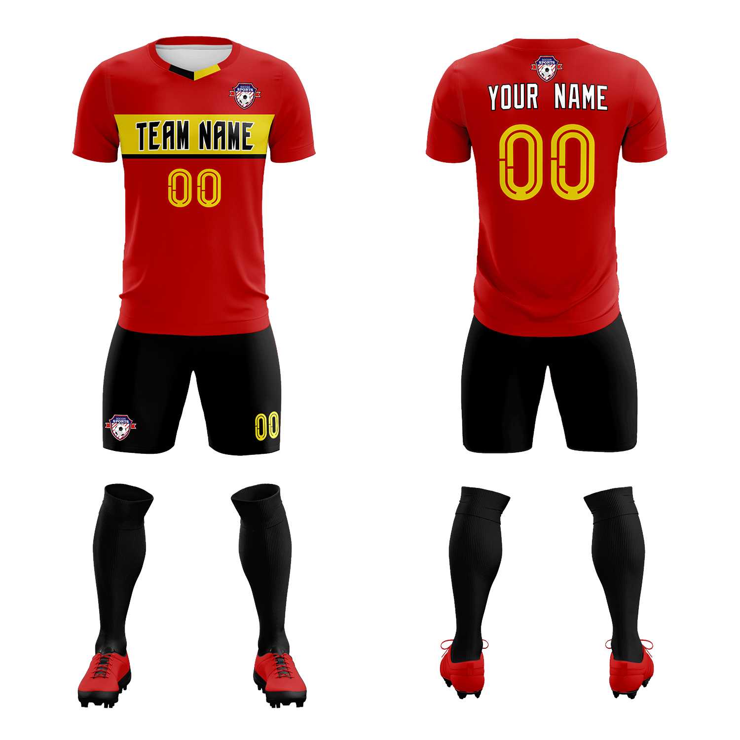 Custom Red Classic Sports Sets Soccer Shirt Jersey
