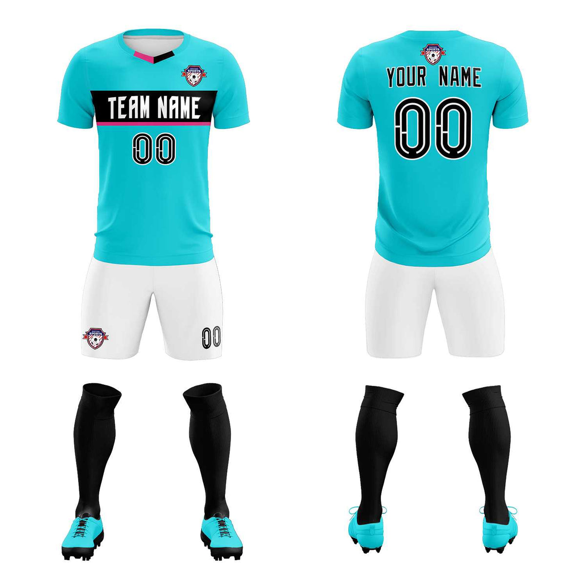 Custom Sky Blue Classic Sports Sets Soccer Shirt Jersey