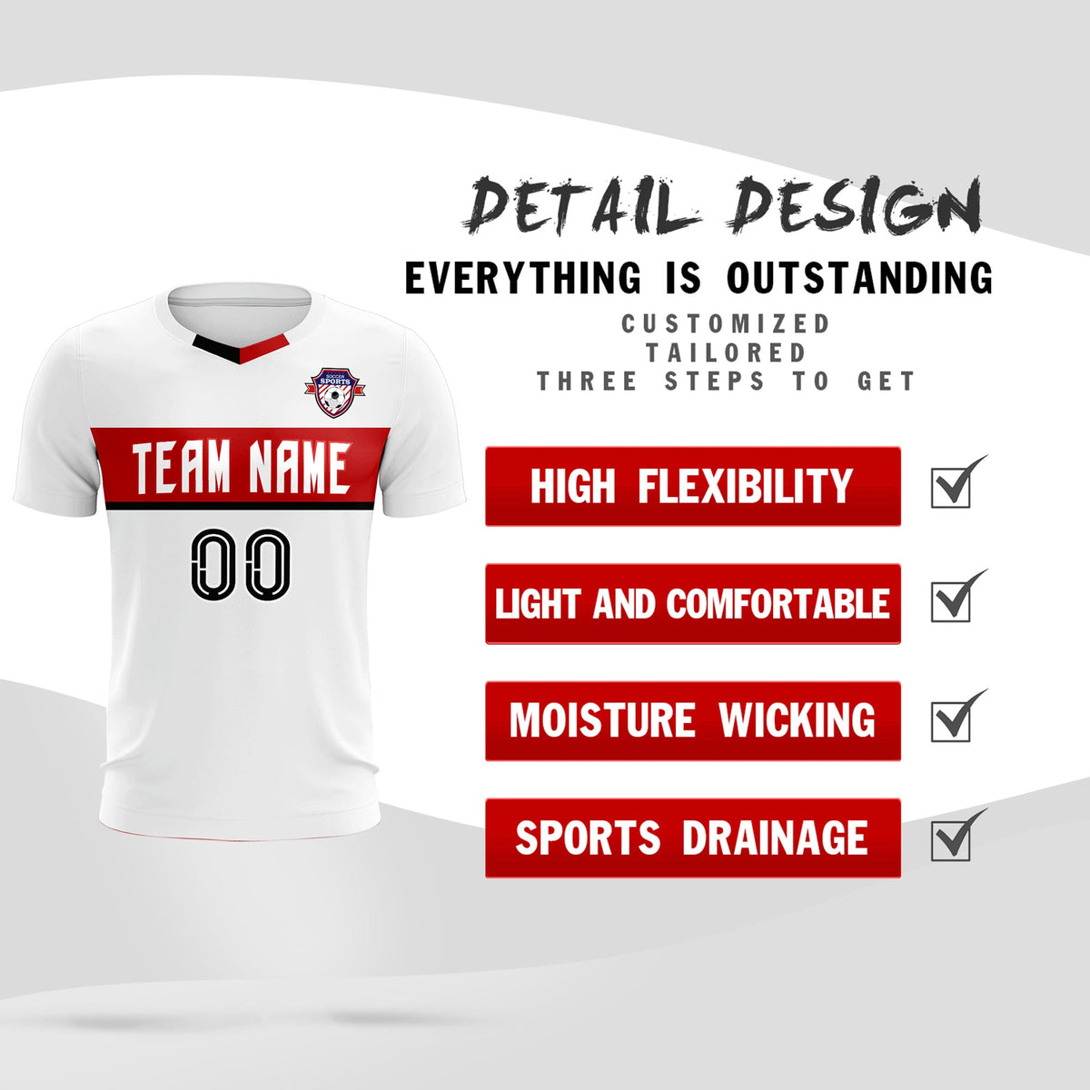 Custom White Classic Sports Sets Soccer Shirt Jersey