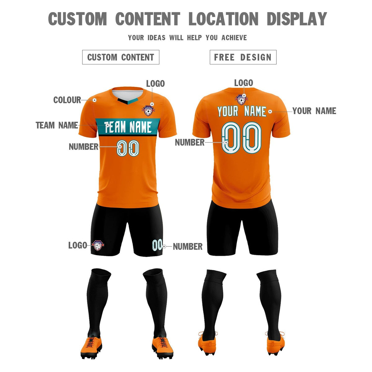 Custom Orange Classic Sports Sets Soccer Shirt Jersey