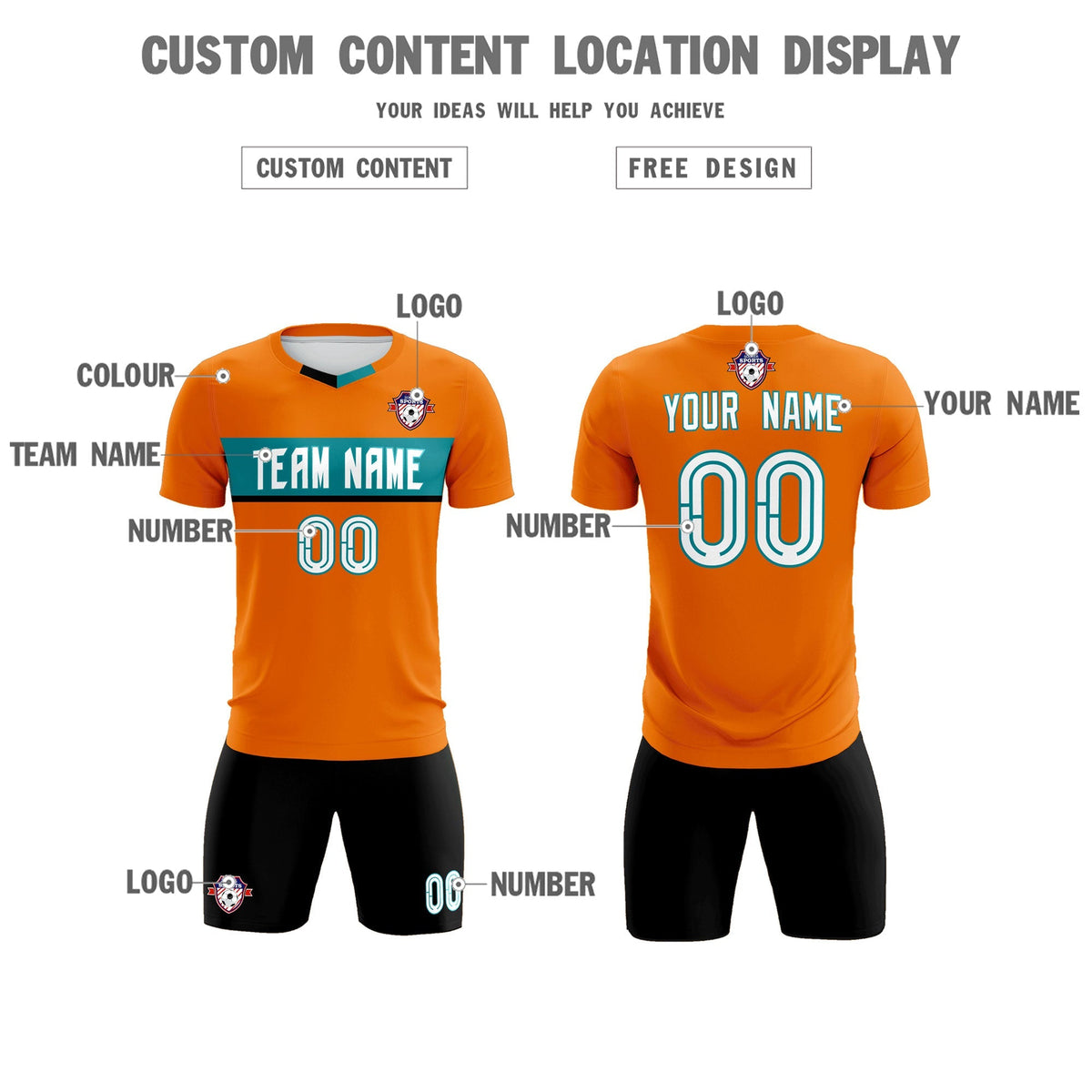 Custom Orange Classic Sports Sets Soccer Shirt Jersey