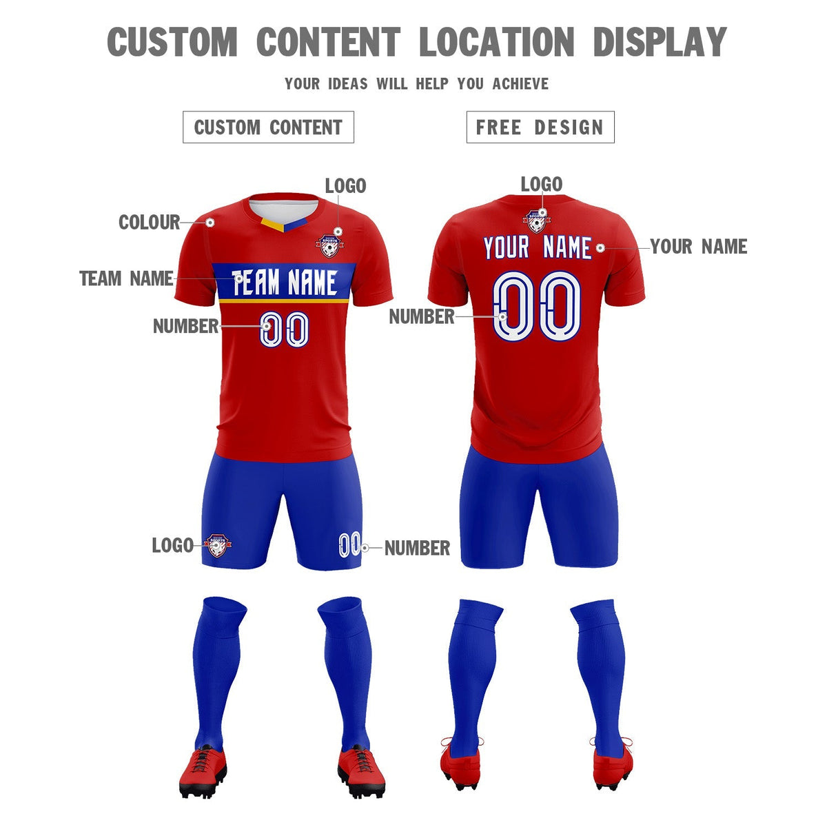 Custom Red Classic Sports Sets Soccer Shirt Jersey