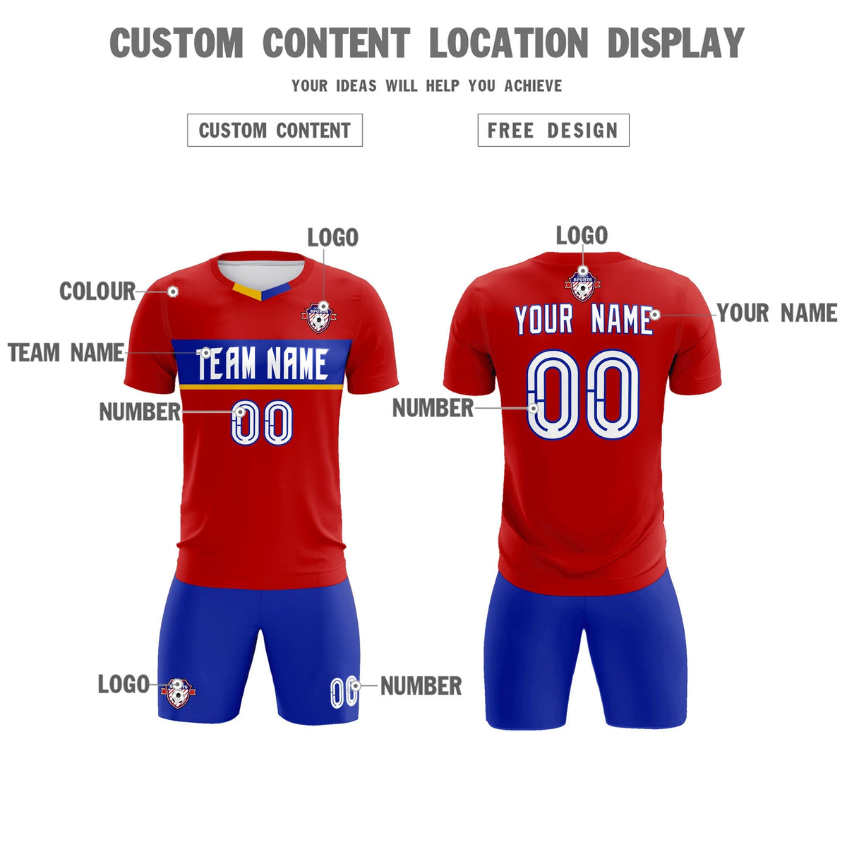 Custom Red Classic Sports Sets Soccer Shirt Jersey