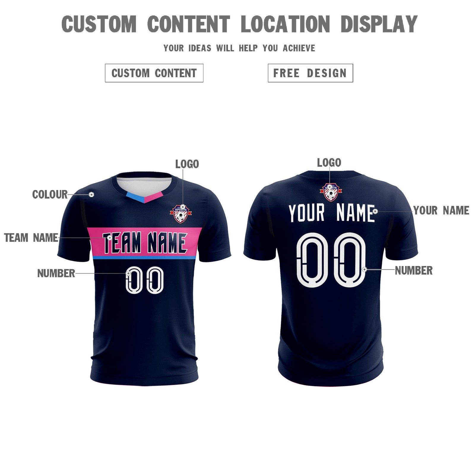 Custom Navy Classic Sports Sets Soccer Shirt Jersey