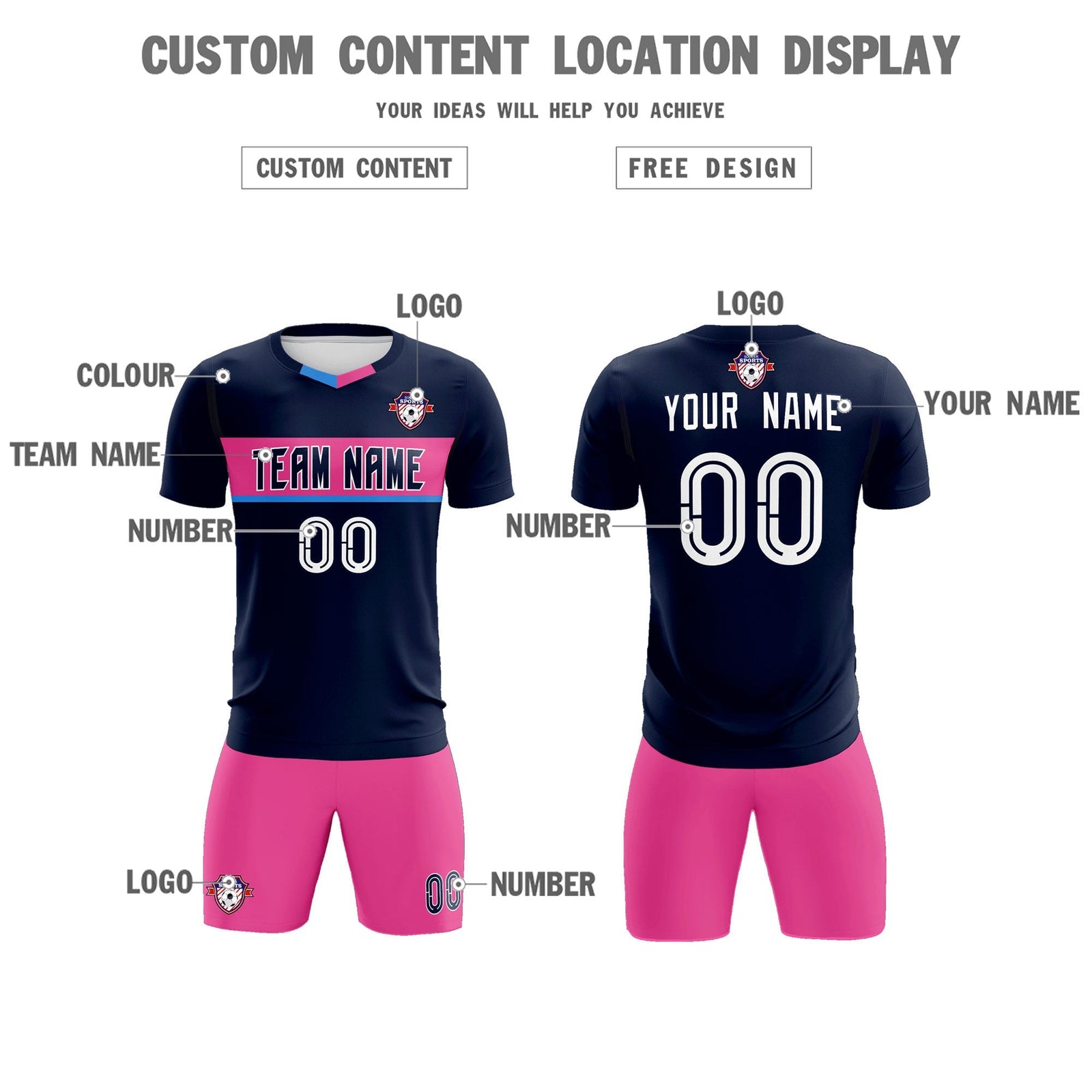 Custom Navy Classic Sports Sets Soccer Shirt Jersey