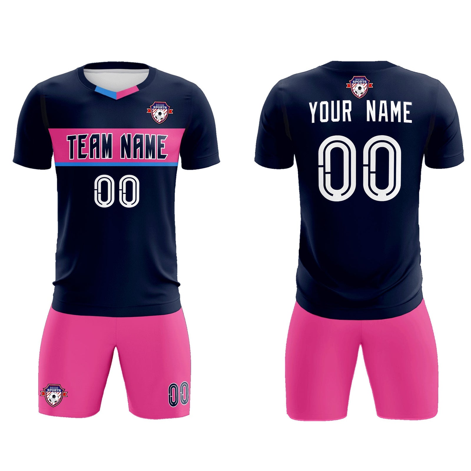 Custom Navy Classic Sports Sets Soccer Shirt Jersey