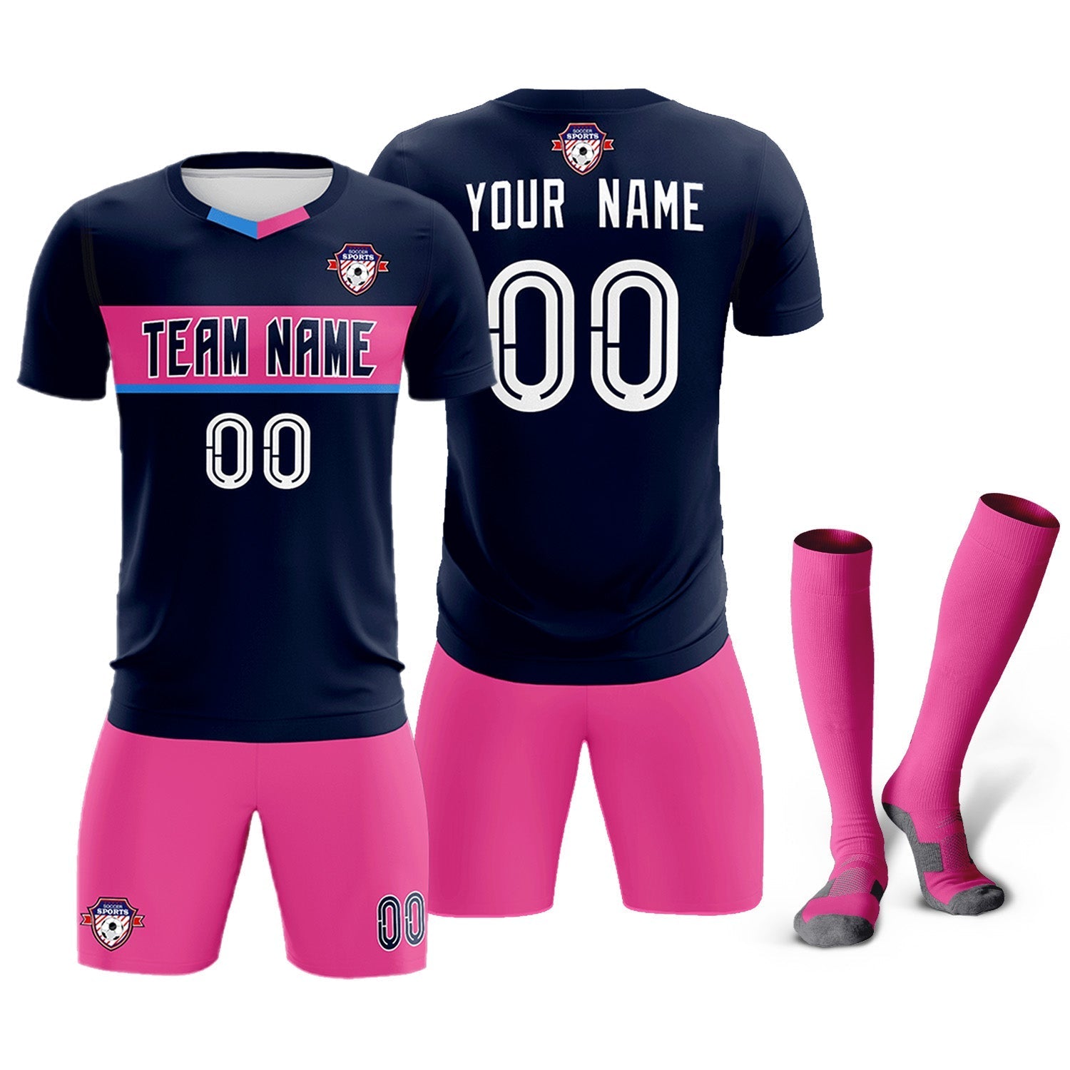 Custom Navy Classic Sports Sets Soccer Shirt Jersey