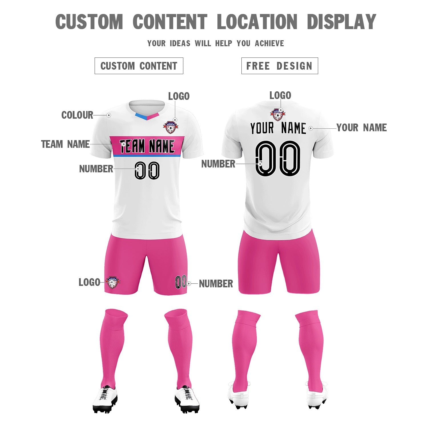 Custom White Classic Sports Sets Soccer Shirt Jersey