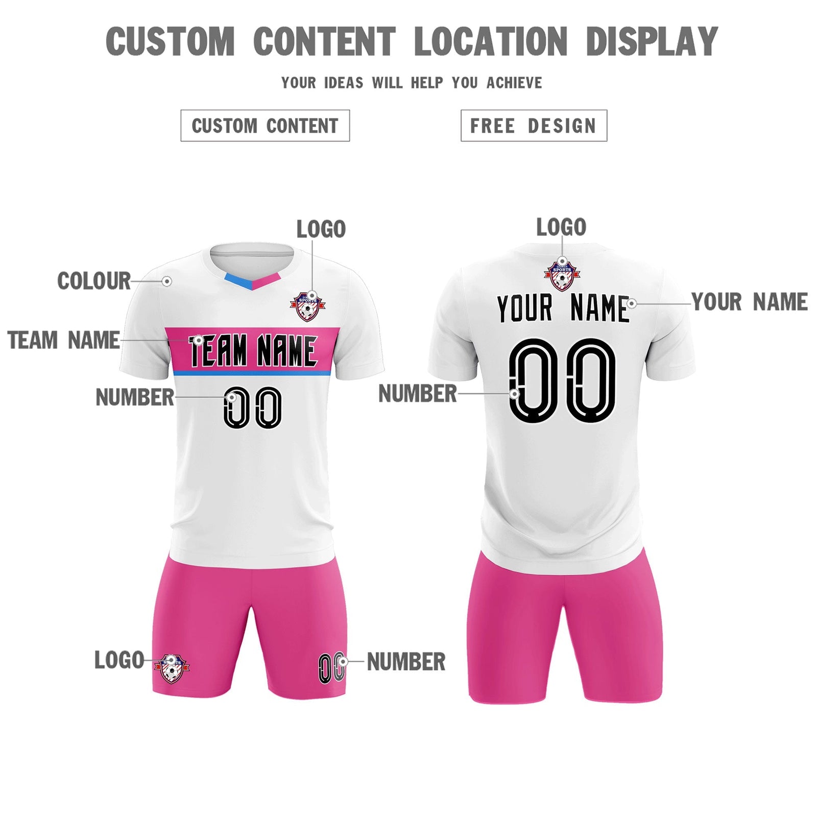 Custom White Classic Sports Sets Soccer Shirt Jersey