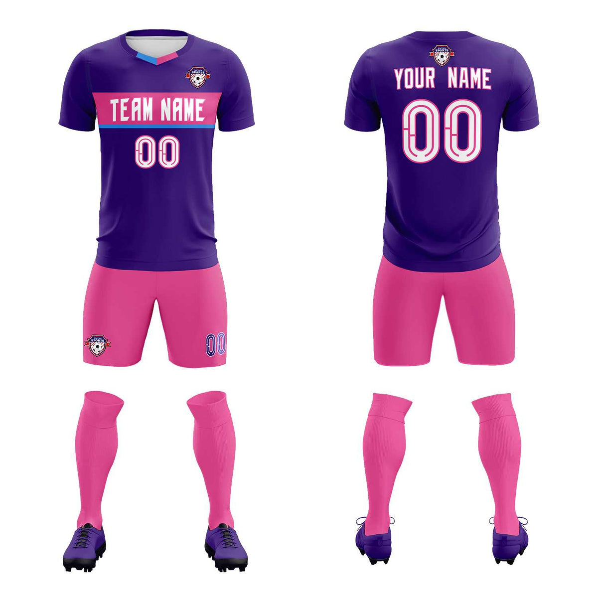 Custom Purple Classic Sports Sets Soccer Shirt Jersey