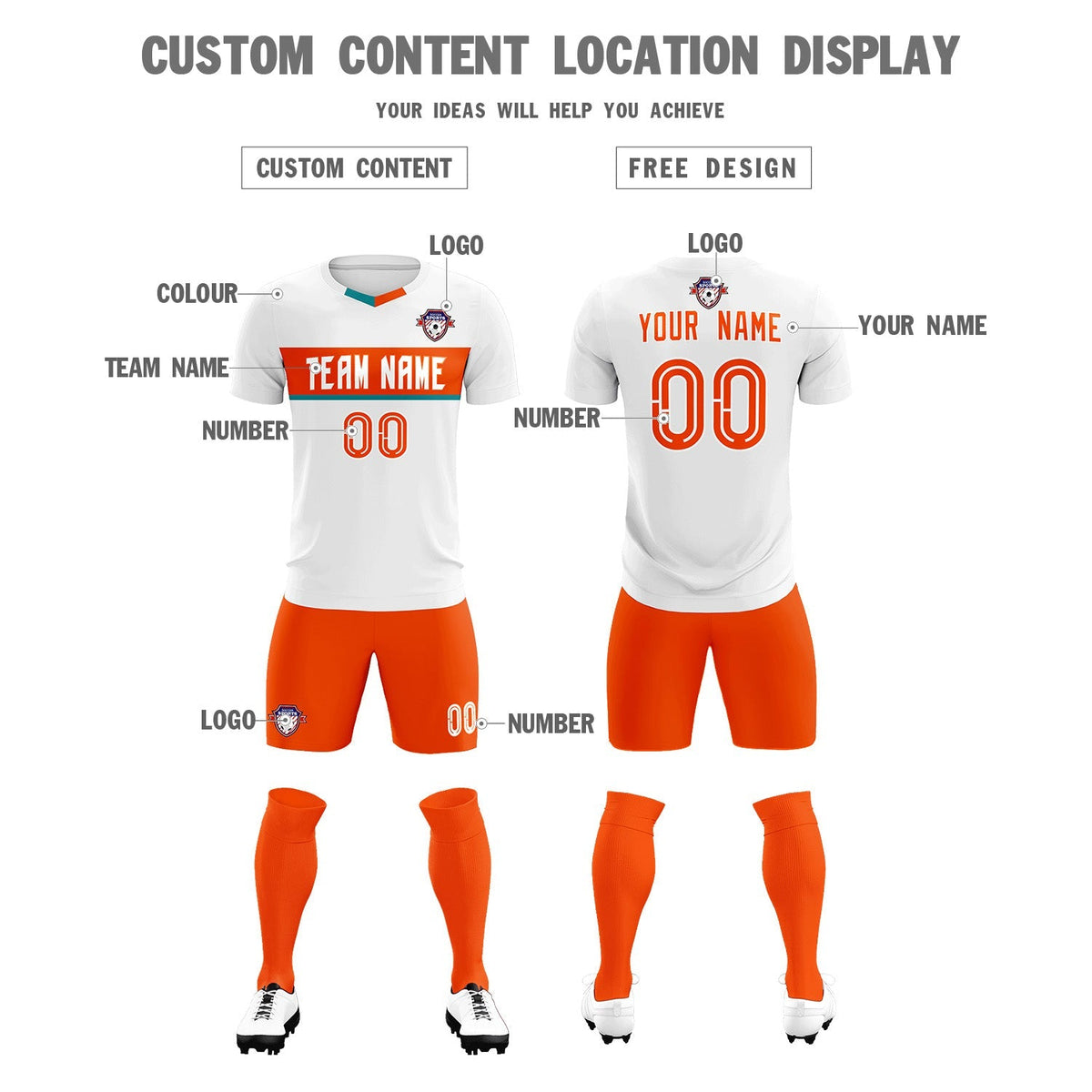 Custom White Classic Sports Sets Soccer Shirt Jersey