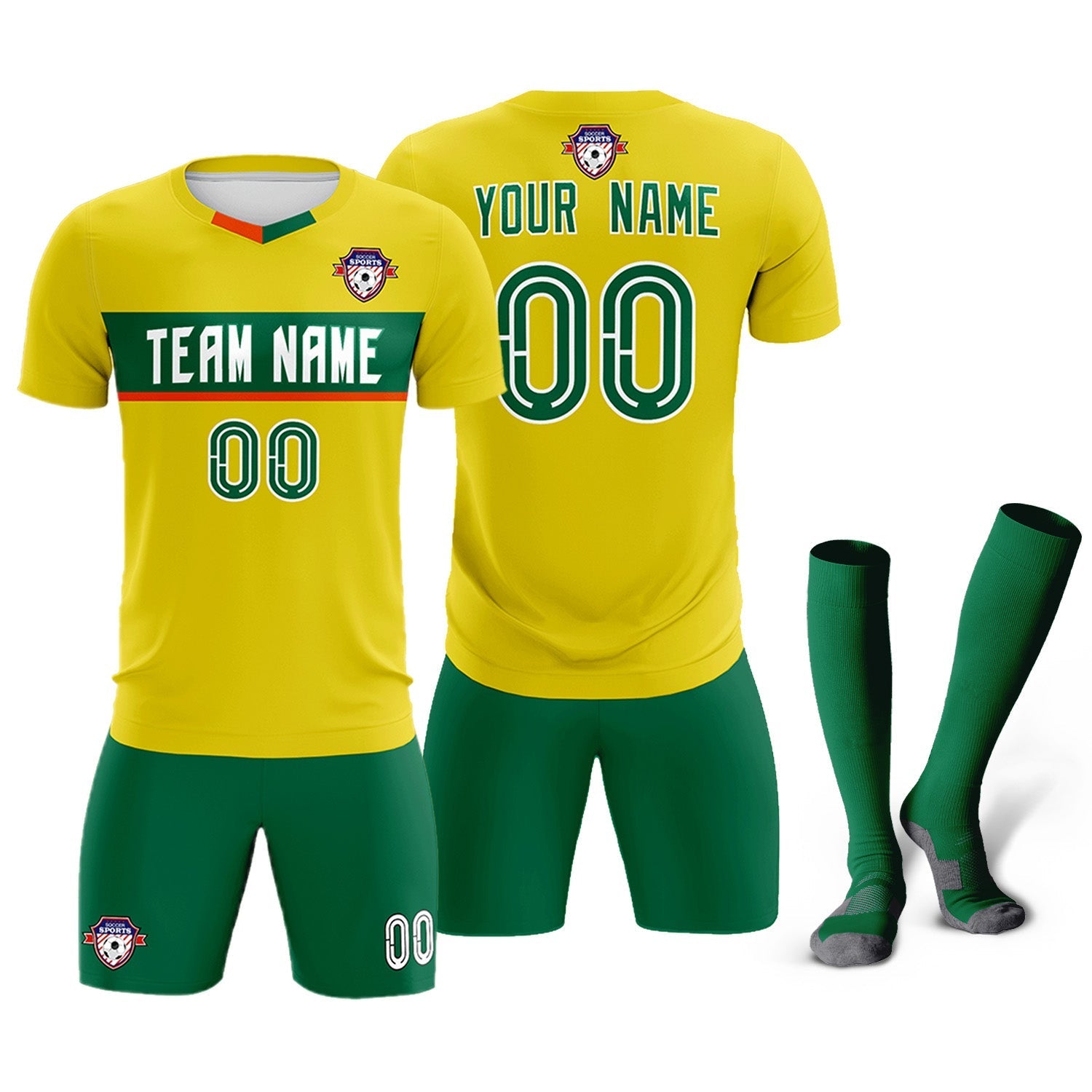 Custom Gold Classic Sports Sets Soccer Shirt Jersey