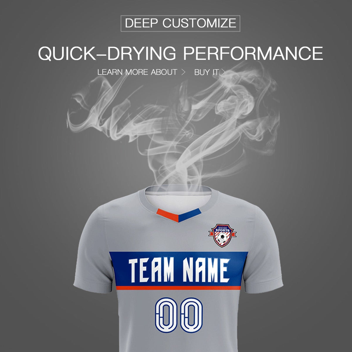 Custom Gray Classic Sports Sets Soccer Shirt Jersey