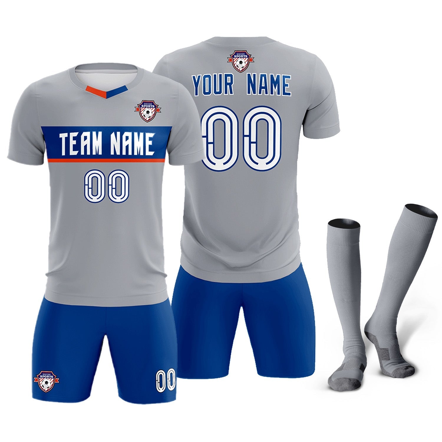 Custom Gray Classic Sports Sets Soccer Shirt Jersey