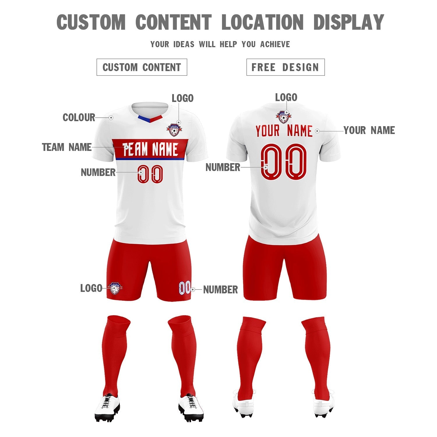 Custom White Classic Sports Sets Soccer Shirt Jersey