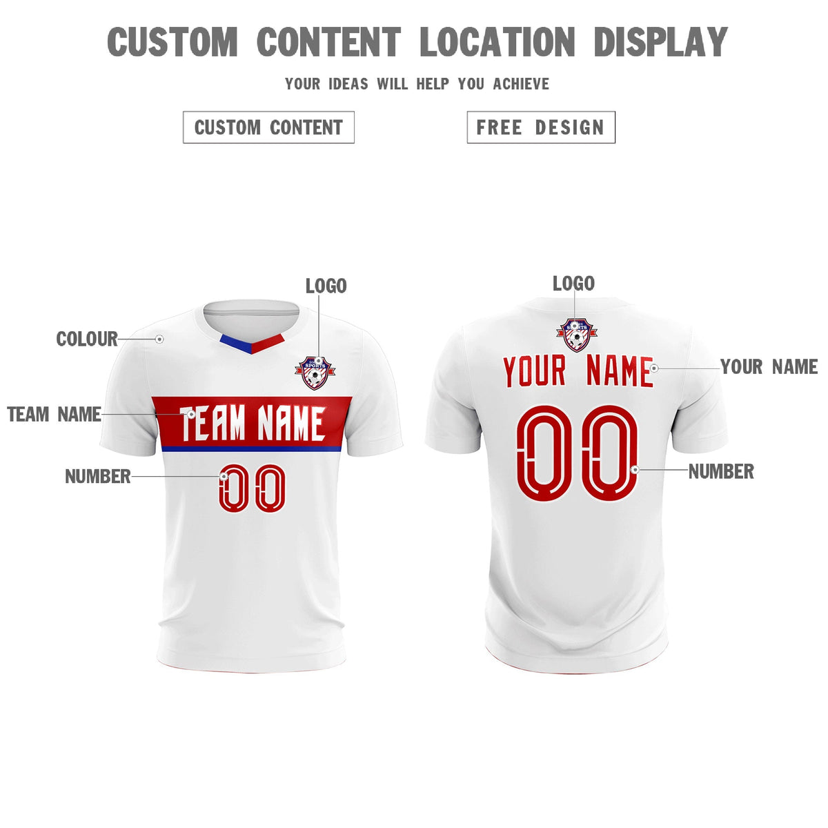 Custom White Classic Sports Sets Soccer Shirt Jersey