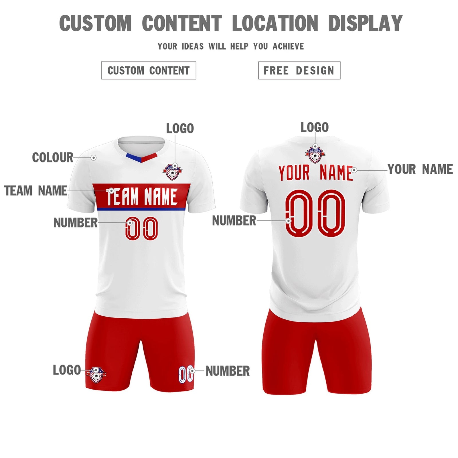 Custom White Classic Sports Sets Soccer Shirt Jersey