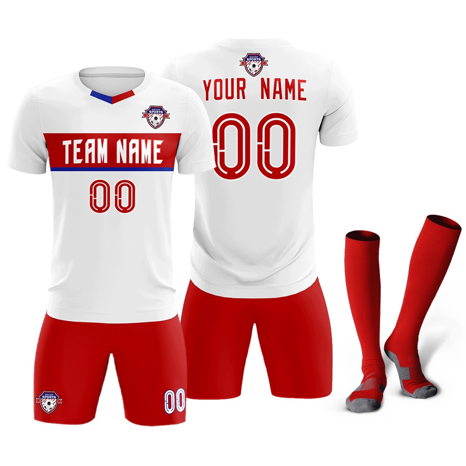 Custom White Classic Sports Sets Soccer Shirt Jersey