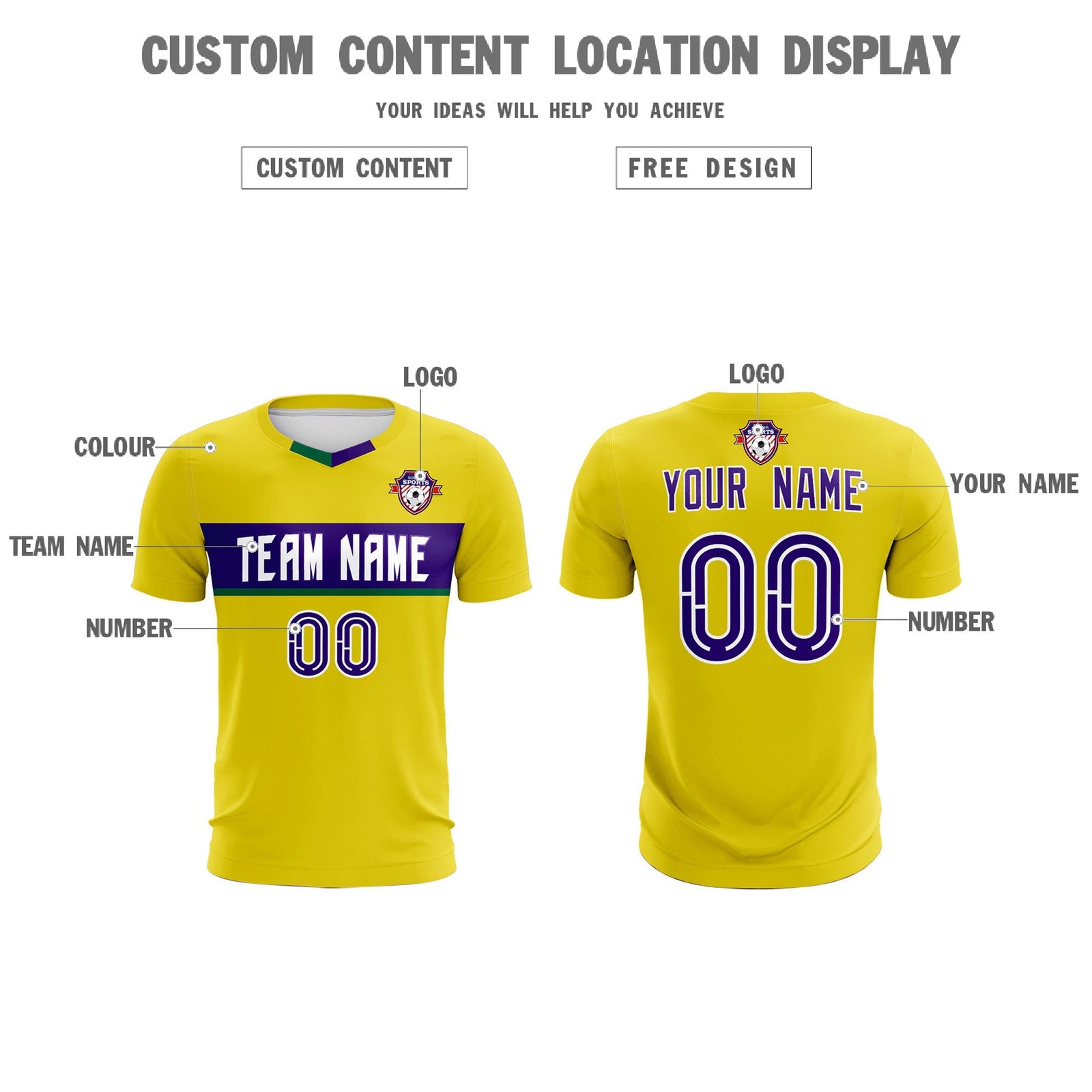 Custom Gold Classic Sports Sets Soccer Shirt Jersey