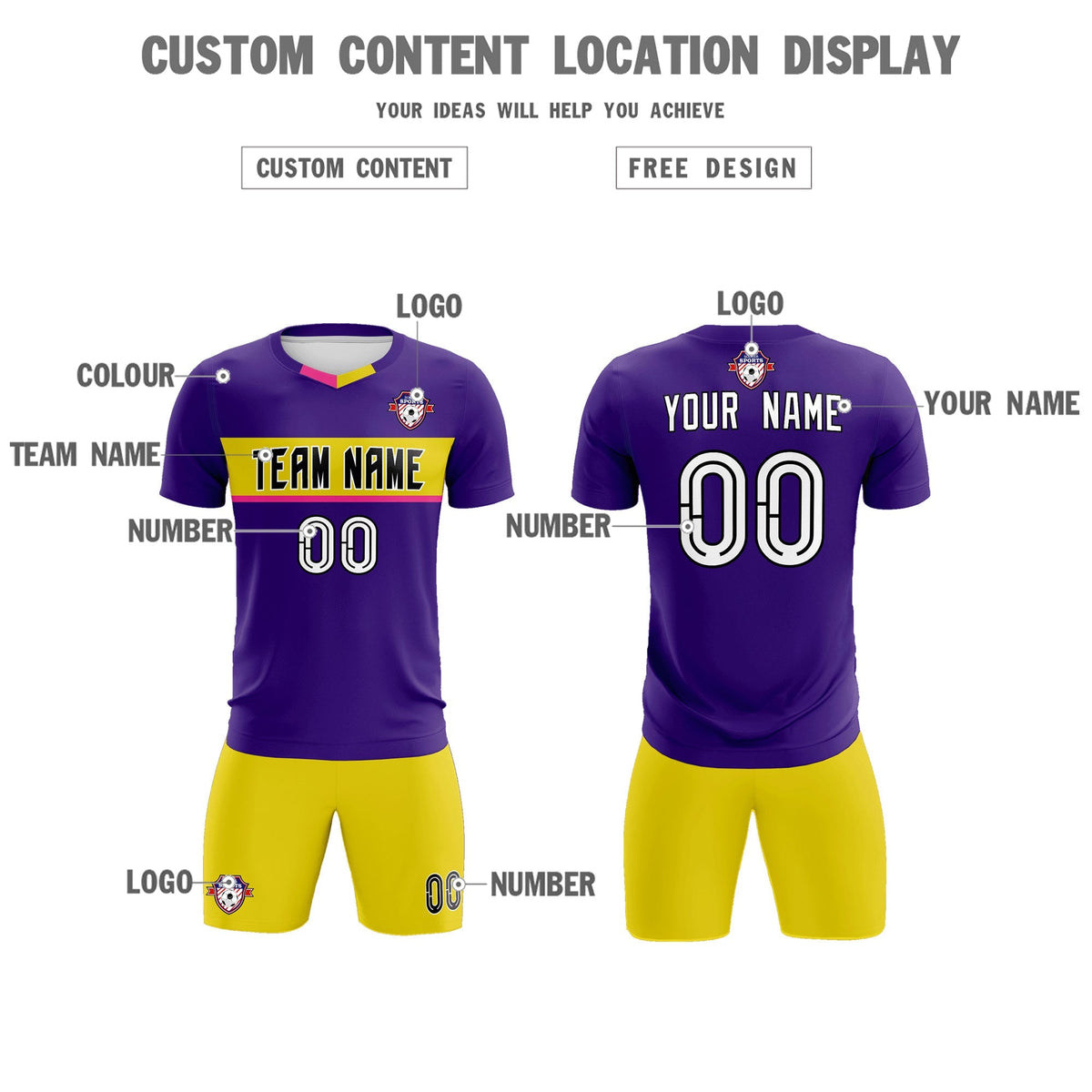 Custom Purple Classic Sports Sets Soccer Shirt Jersey