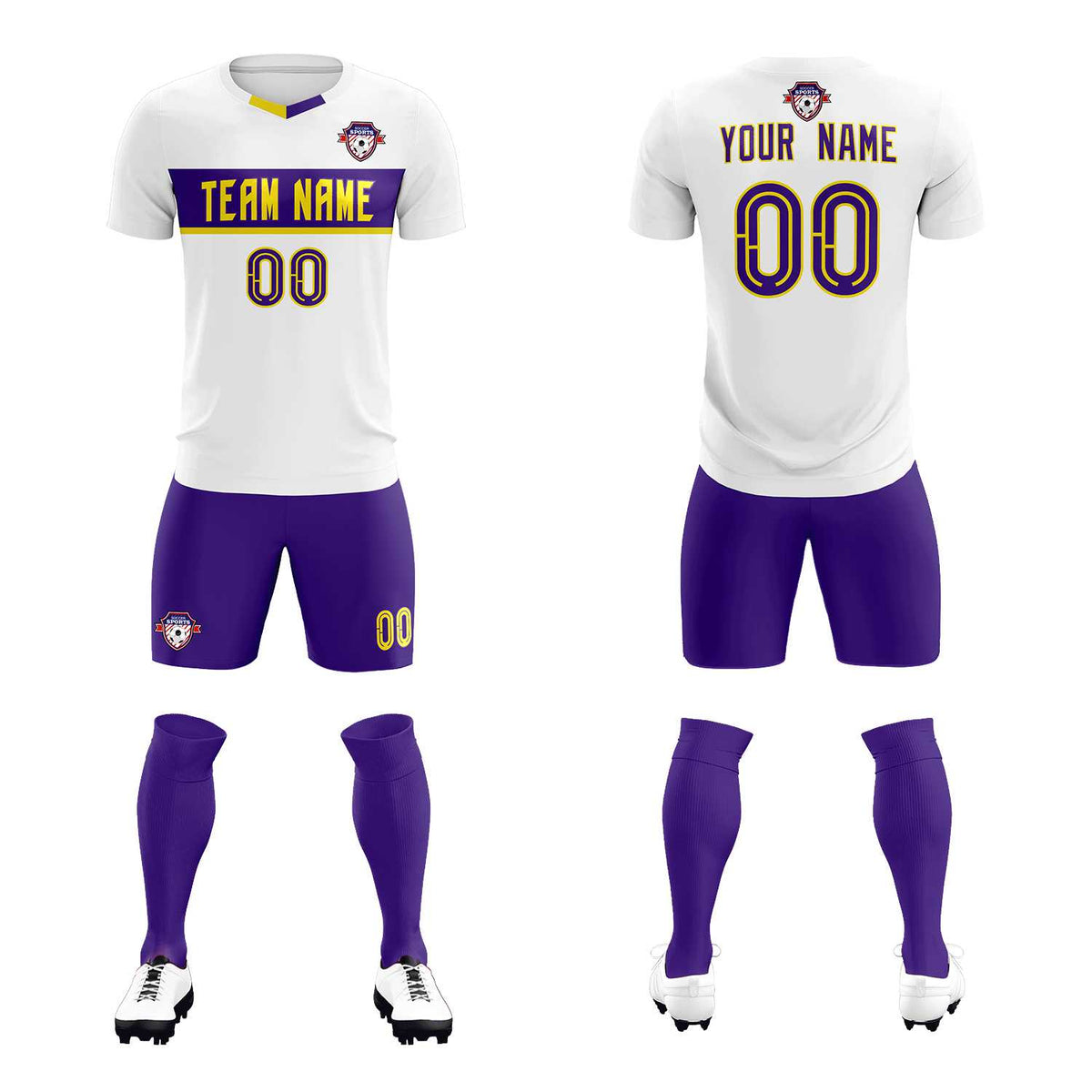 Custom White Classic Sports Sets Soccer Shirt Jersey