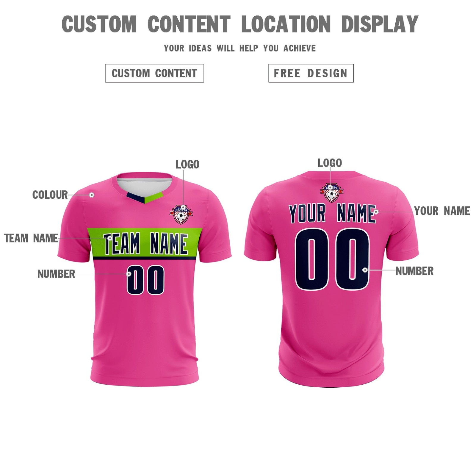 Custom Pink Classic Sports Sets Soccer Shirt Jersey