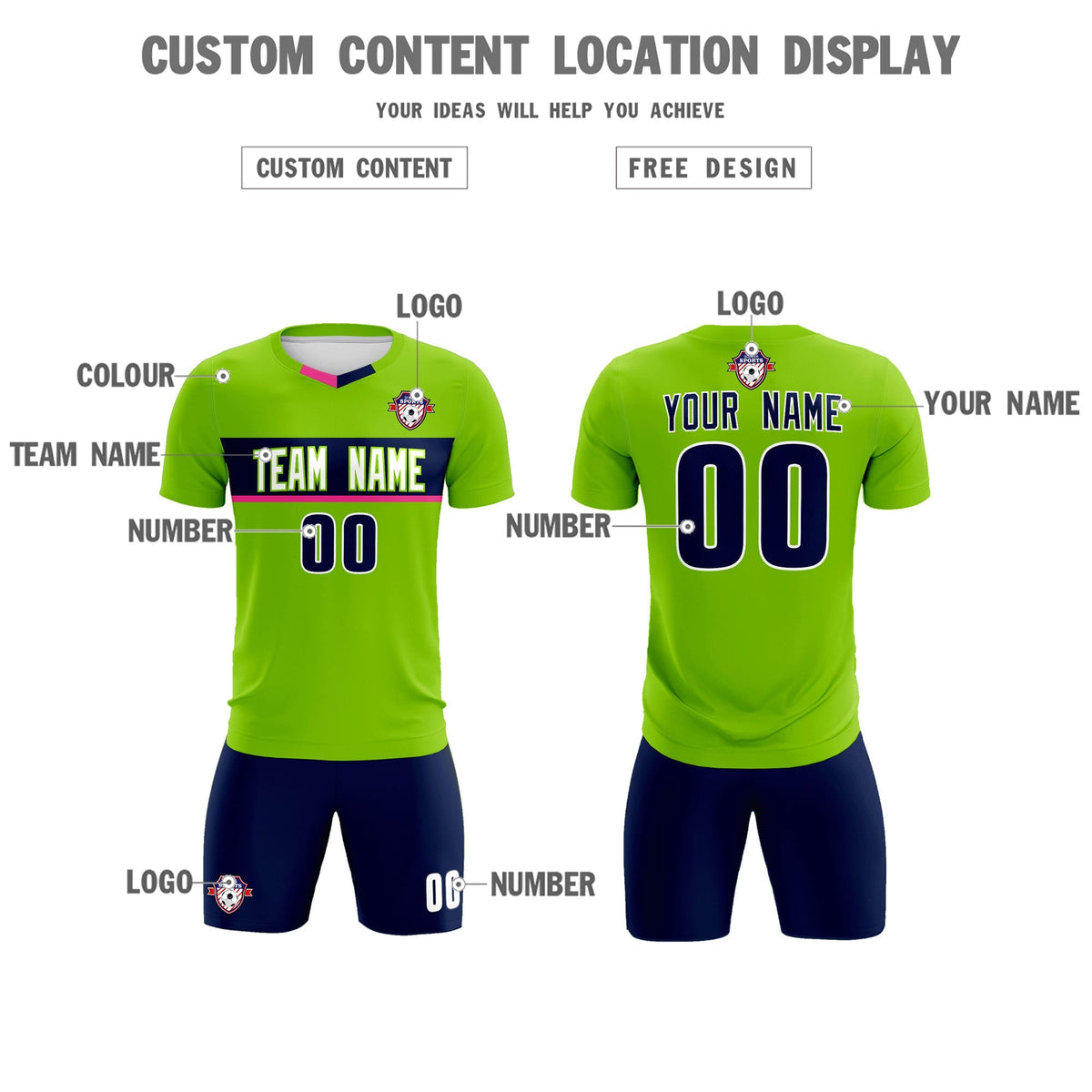 Custom Neon Green Classic Sports Sets Soccer Shirt Jersey