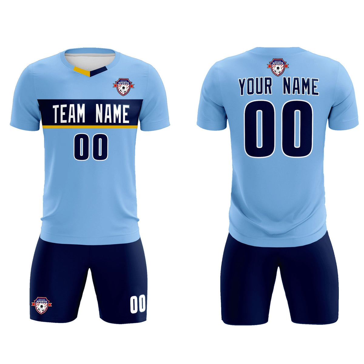 Custom Light Blue Classic Sports Sets Soccer Shirt Jersey