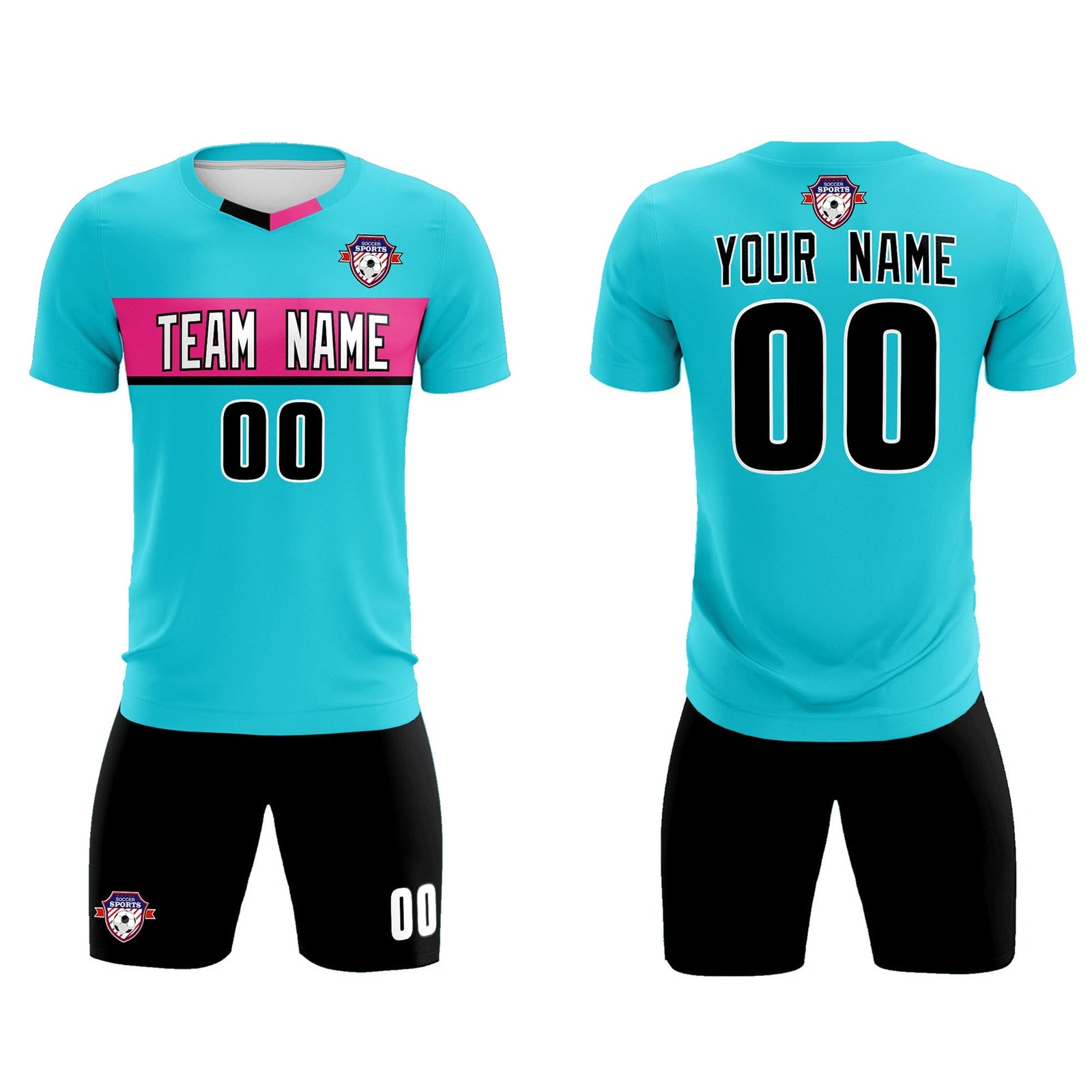 Custom Sky Blue Classic Sports Sets Soccer Shirt Jersey