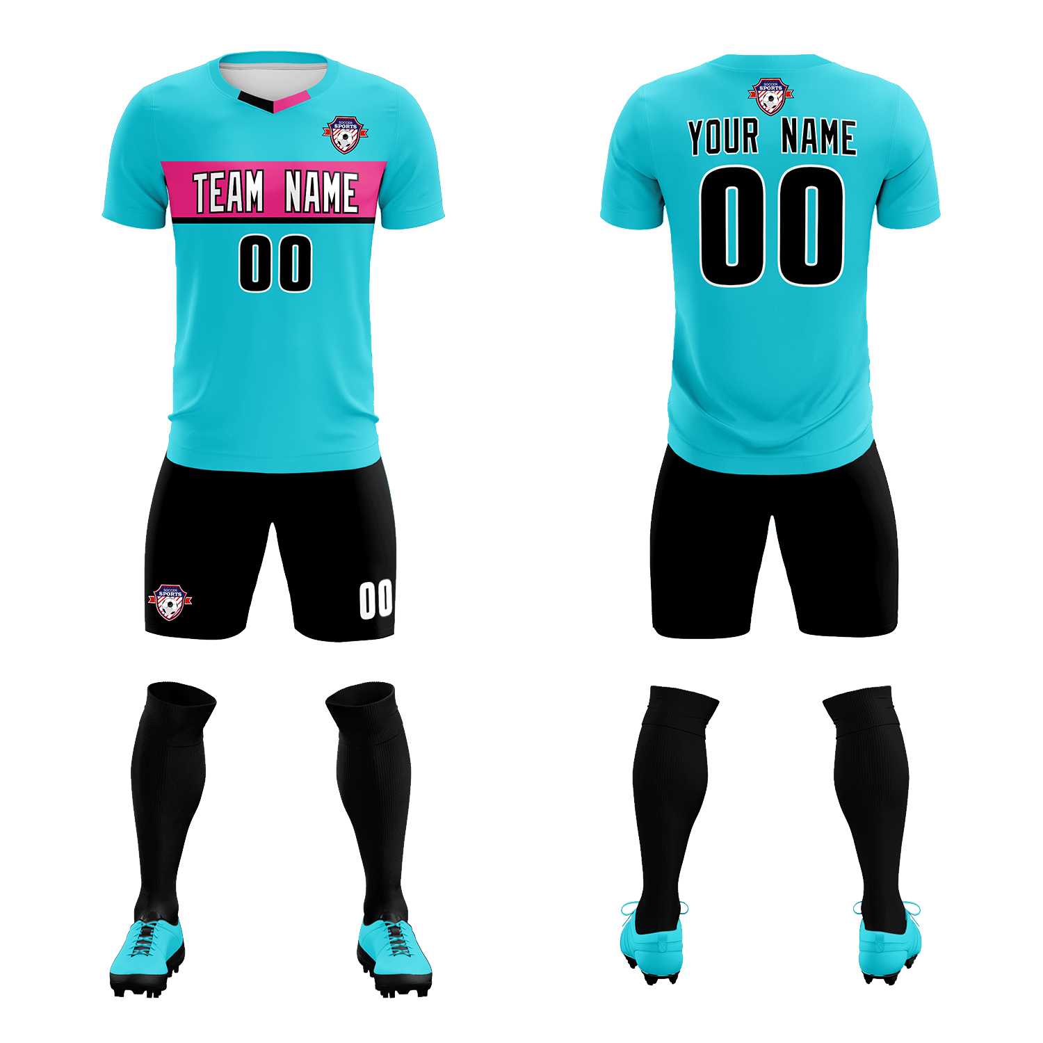 Custom Sky Blue Classic Sports Sets Soccer Shirt Jersey