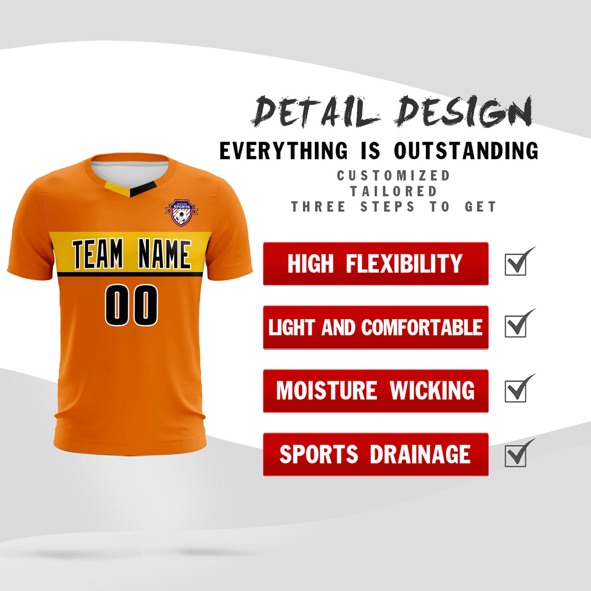 Custom Orange Classic Sports Sets Soccer Shirt Jersey