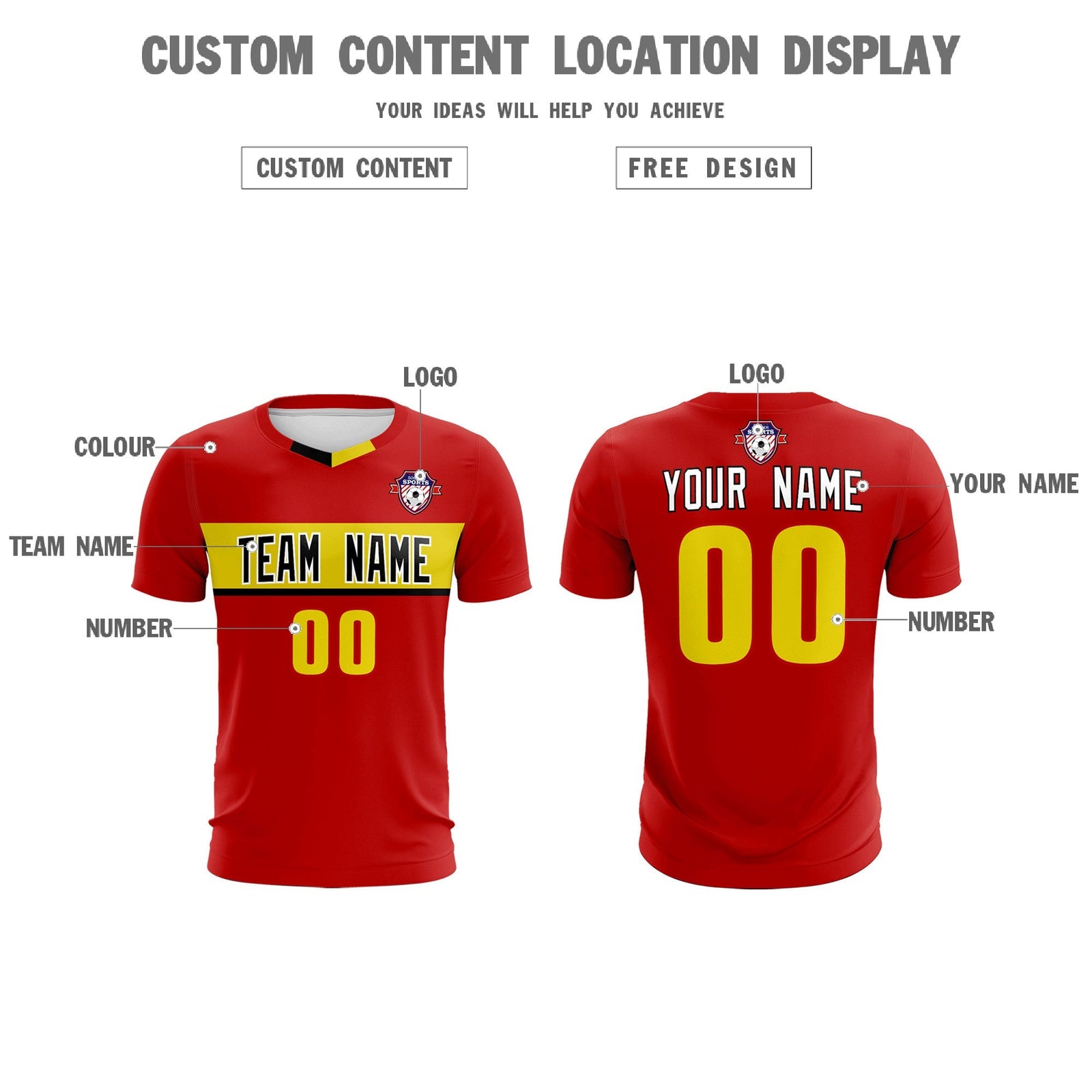 Custom Red Classic Sports Sets Soccer Shirt Jersey