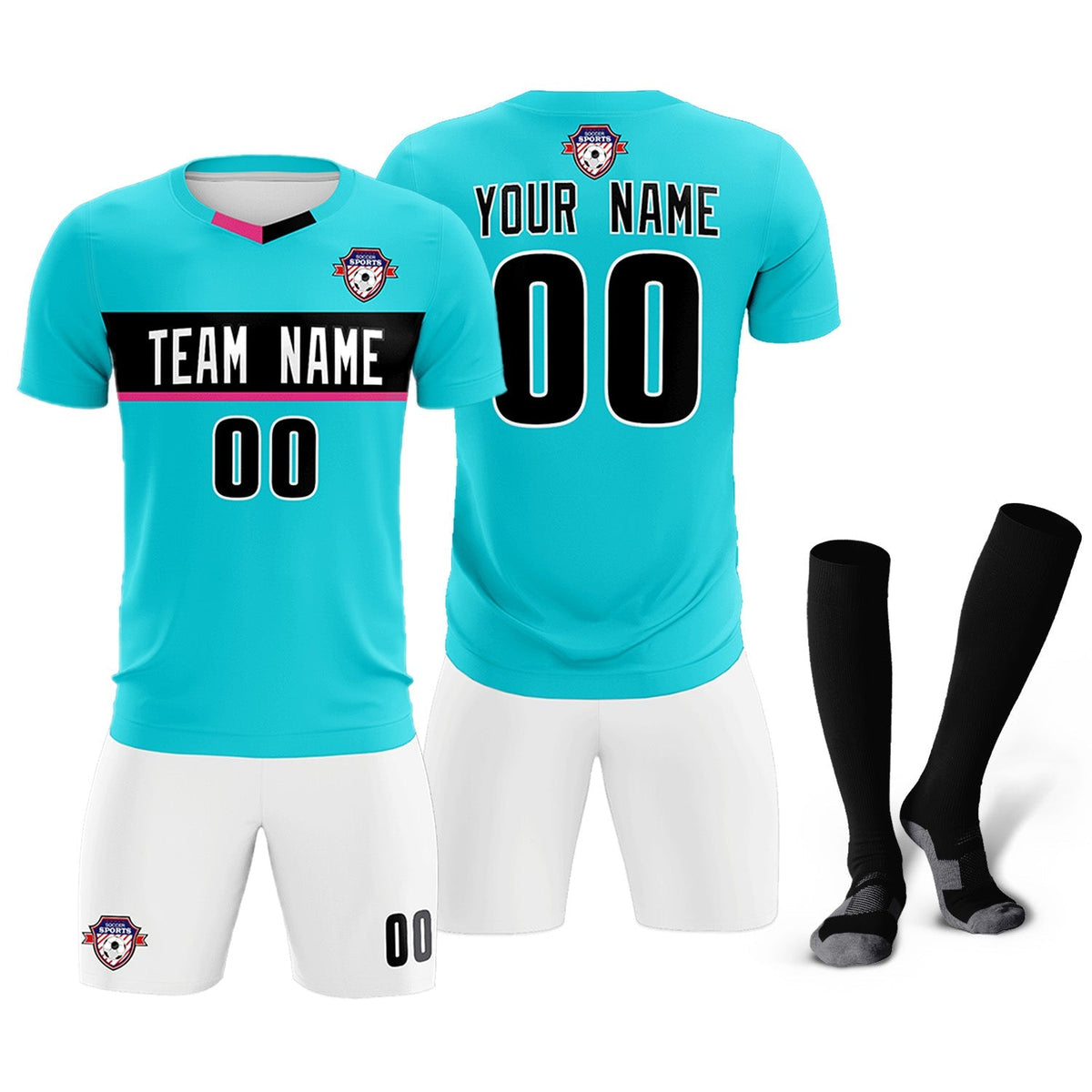 Custom Sky Blue Classic Sports Sets Soccer Shirt Jersey