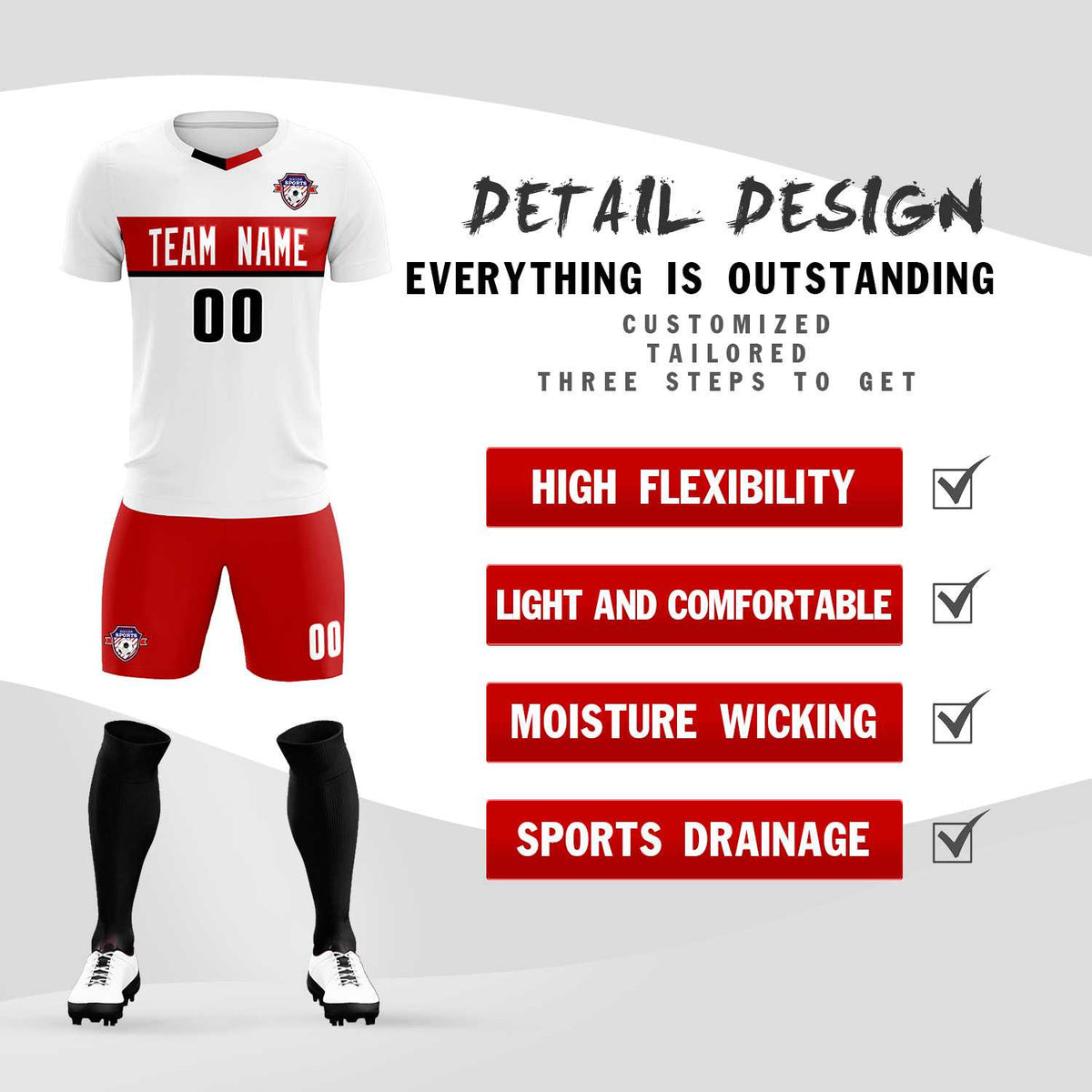 Custom White Classic Sports Sets Soccer Shirt Jersey
