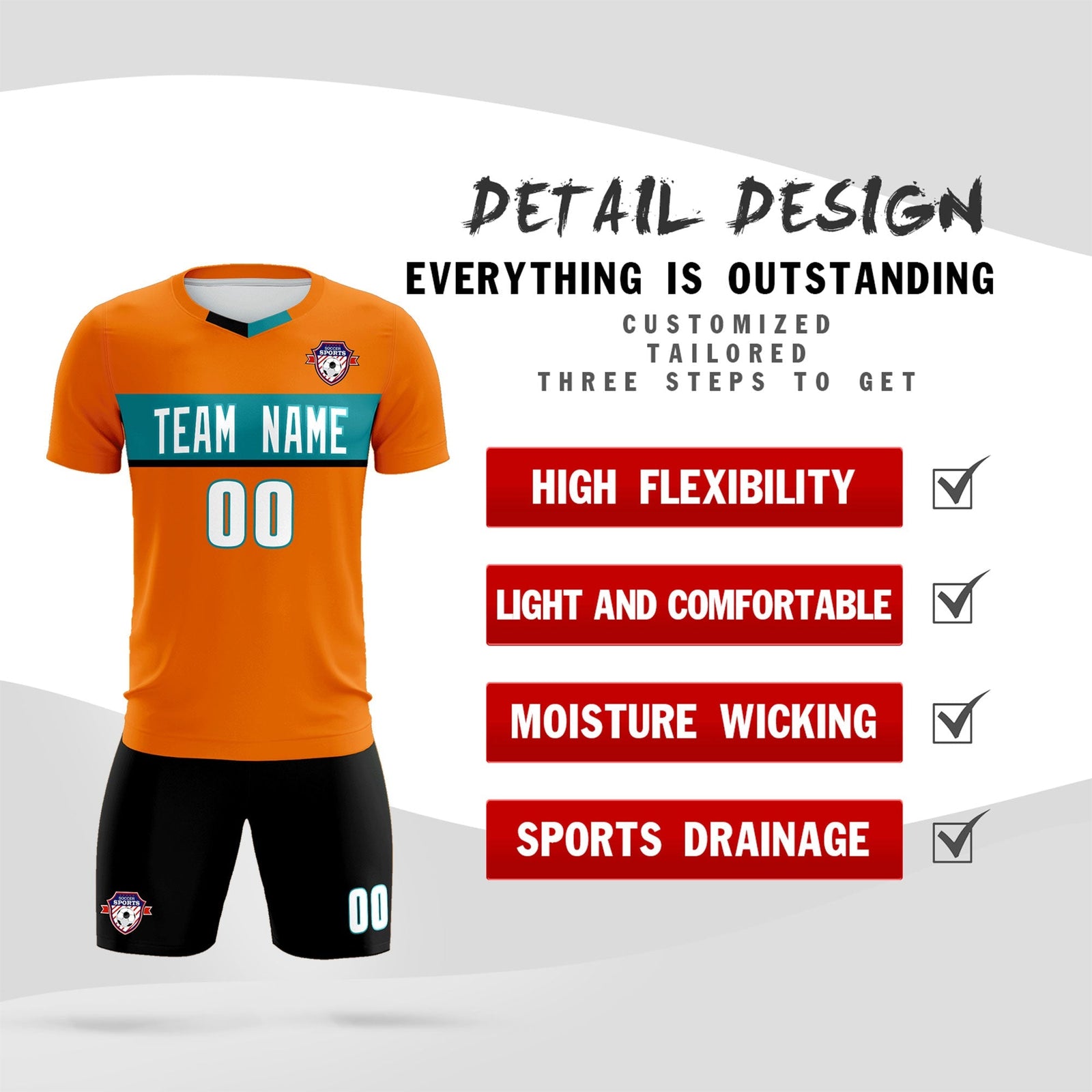 Custom Orange Classic Sports Sets Soccer Shirt Jersey