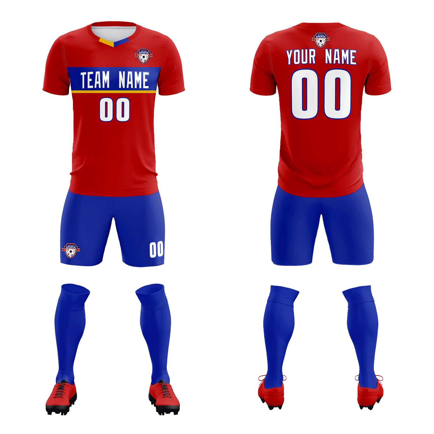 Custom Red Classic Sports Sets Soccer Shirt Jersey