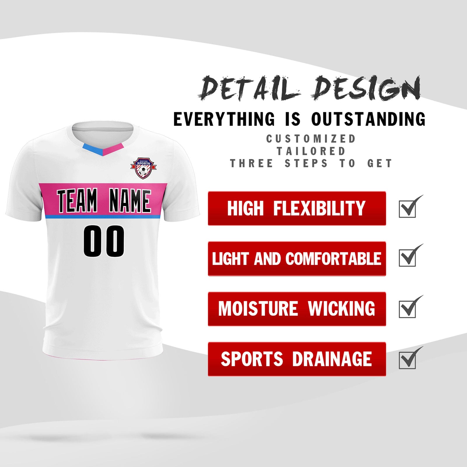 Custom White Classic Sports Sets Soccer Shirt Jersey