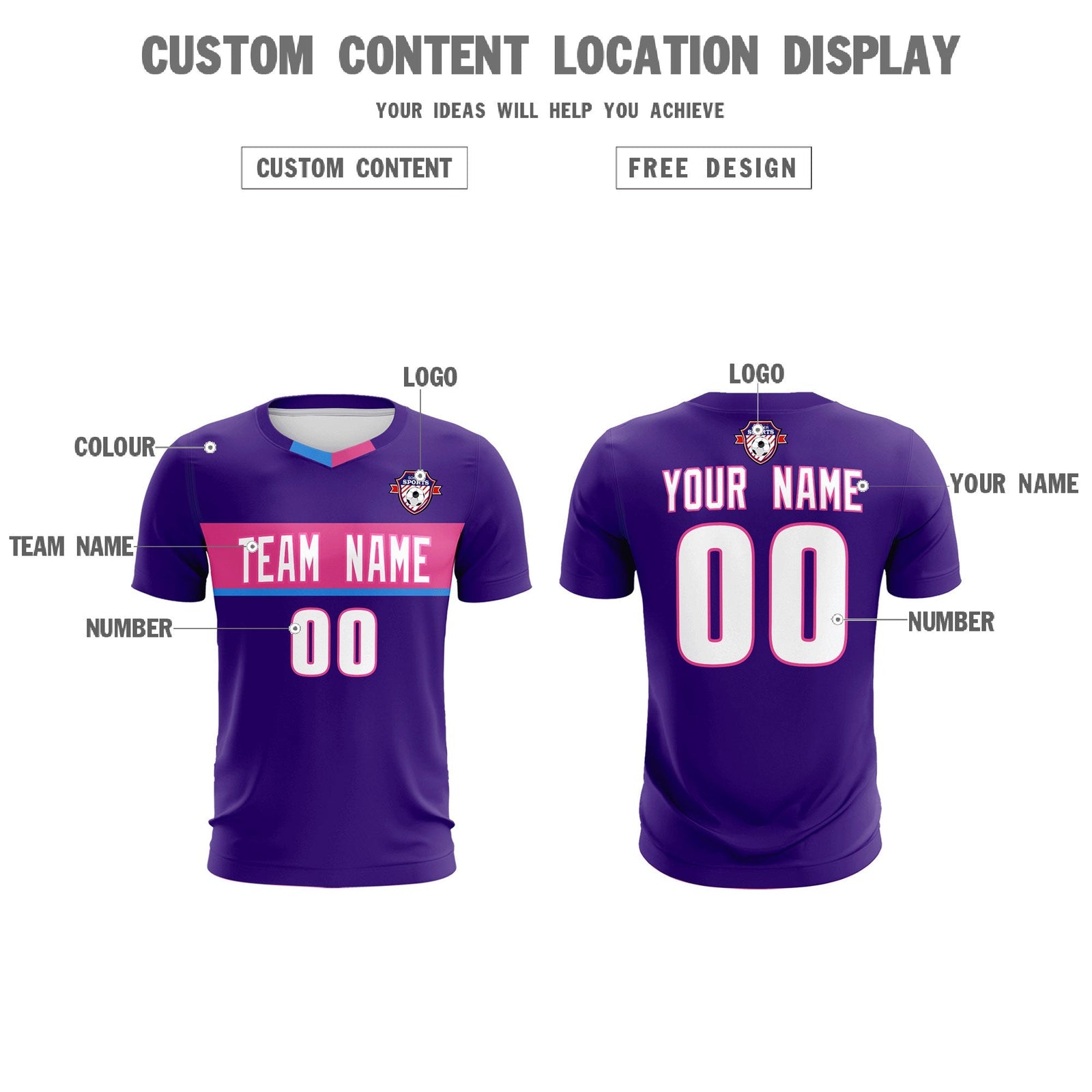 Custom Purple Classic Sports Sets Soccer Shirt Jersey