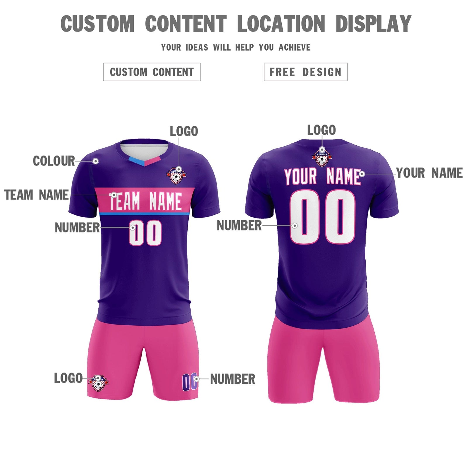 Custom Purple Classic Sports Sets Soccer Shirt Jersey