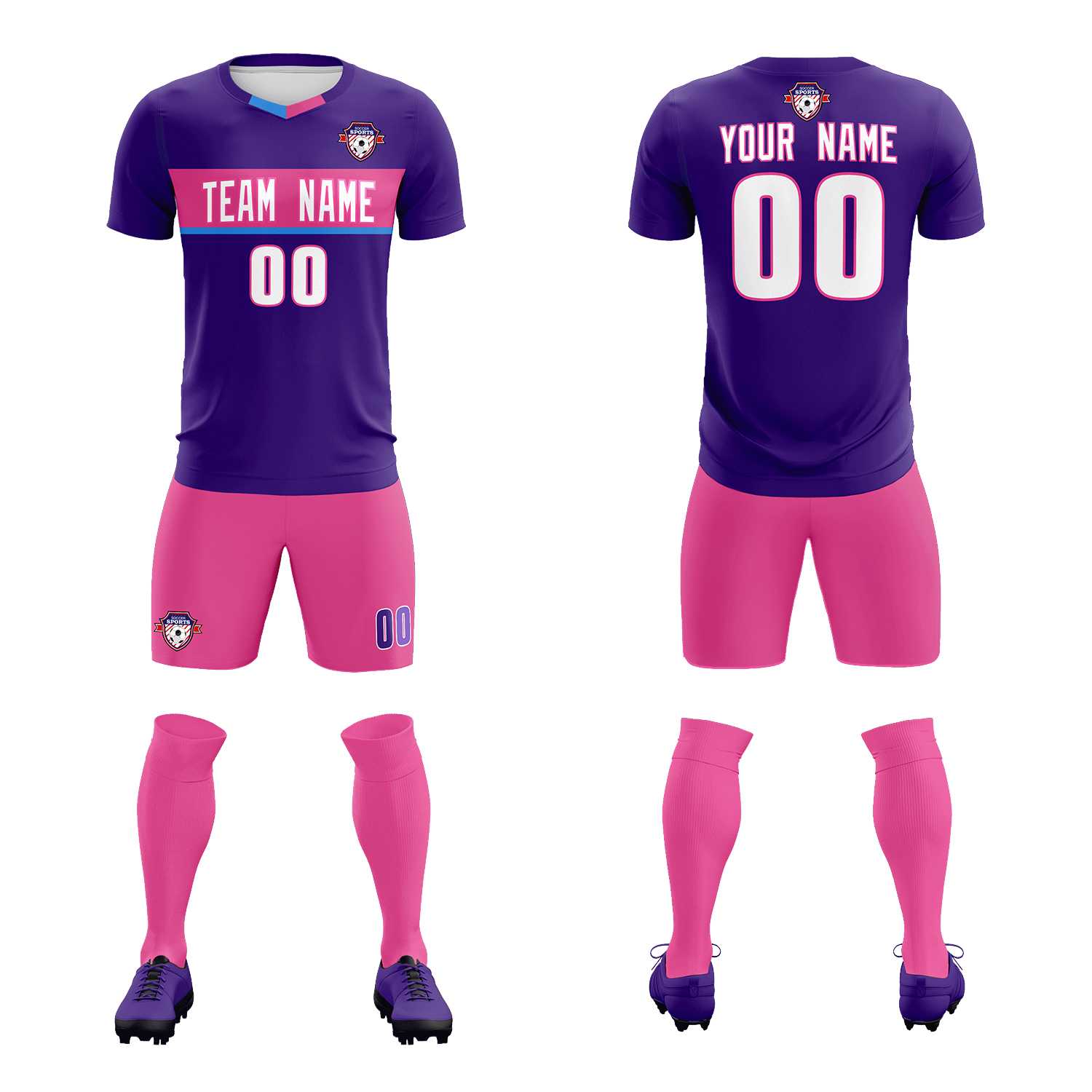Custom Purple Classic Sports Sets Soccer Shirt Jersey