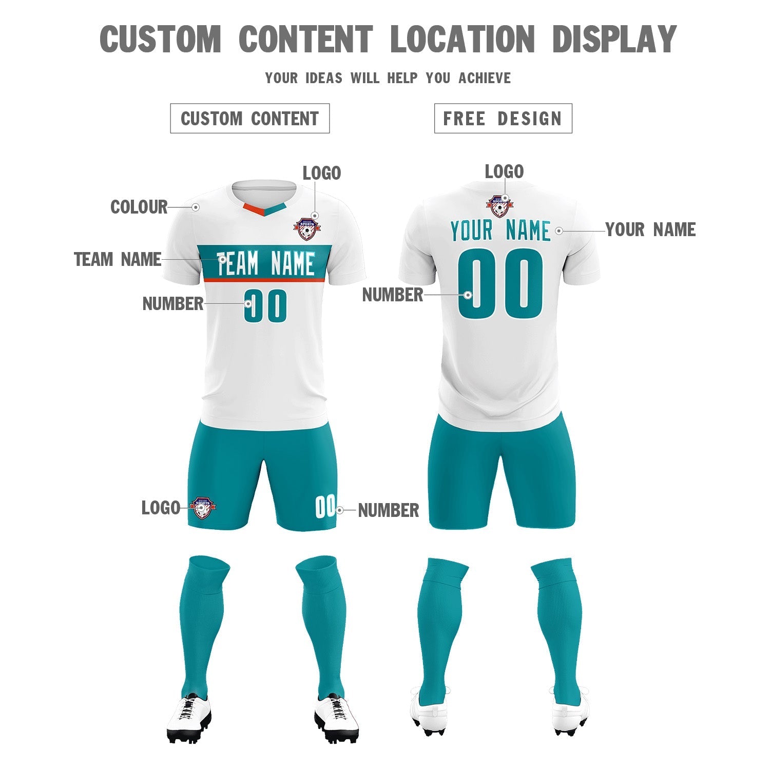 Custom White Classic Sports Sets Soccer Shirt Jersey
