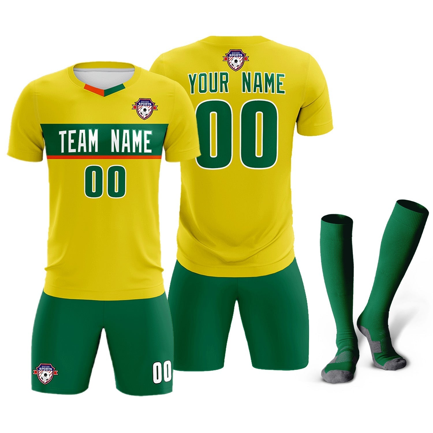 Custom Gold Classic Sports Sets Soccer Shirt Jersey