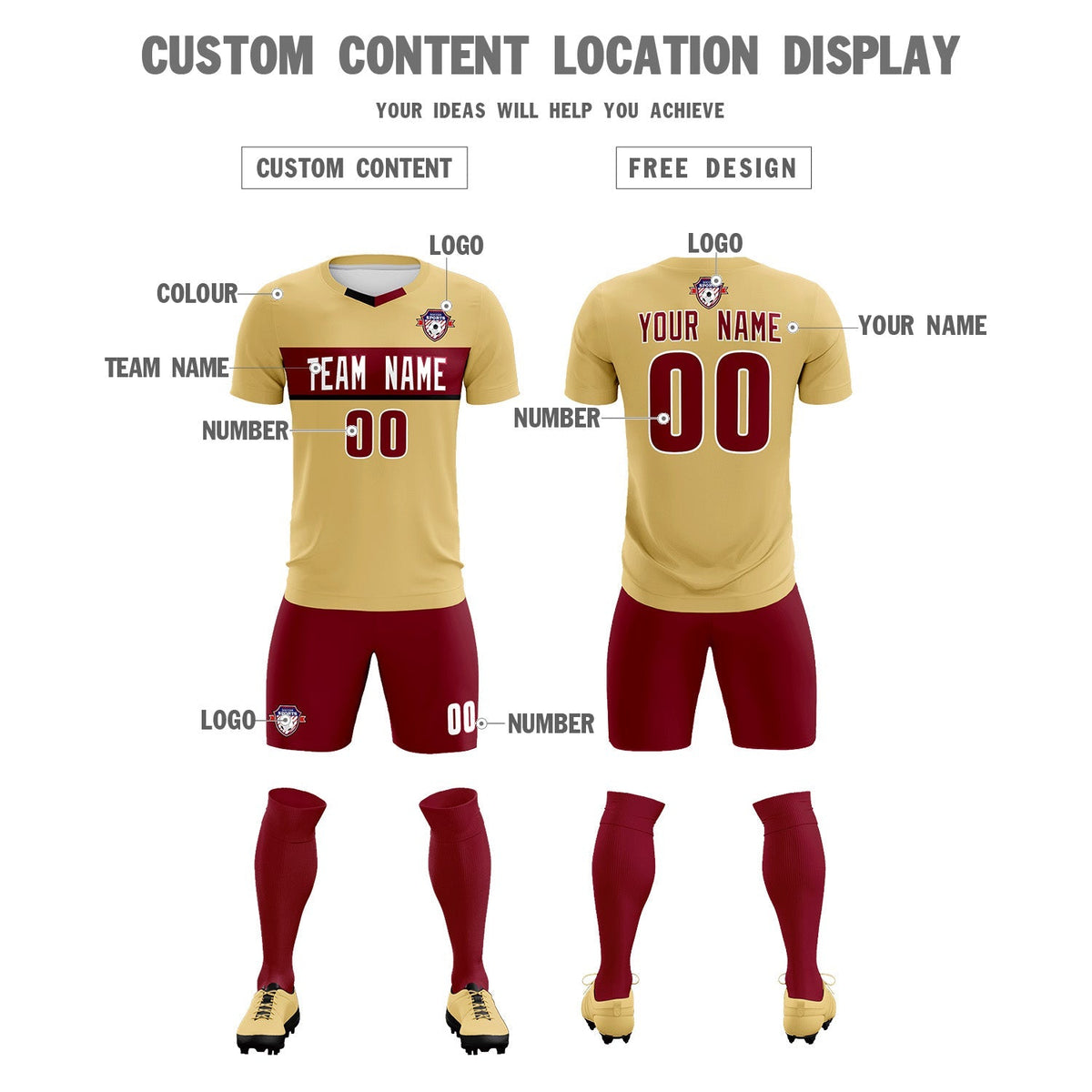 Custom Khaki Classic Sports Sets Soccer Shirt Jersey