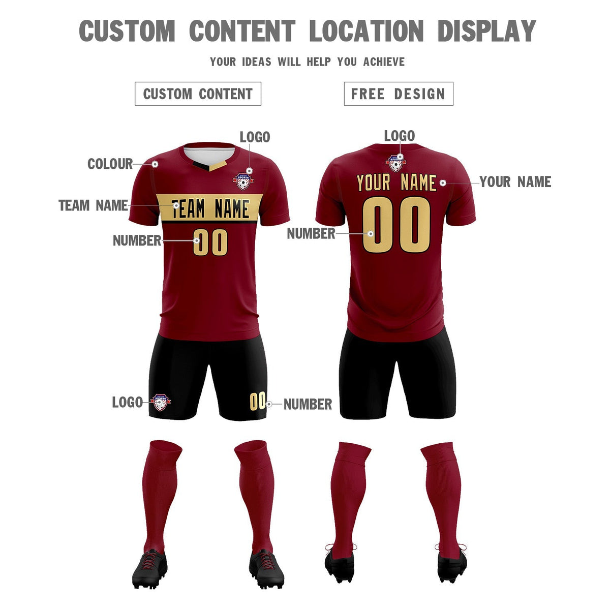 Custom Crimson Classic Sports Sets Soccer Shirt Jersey