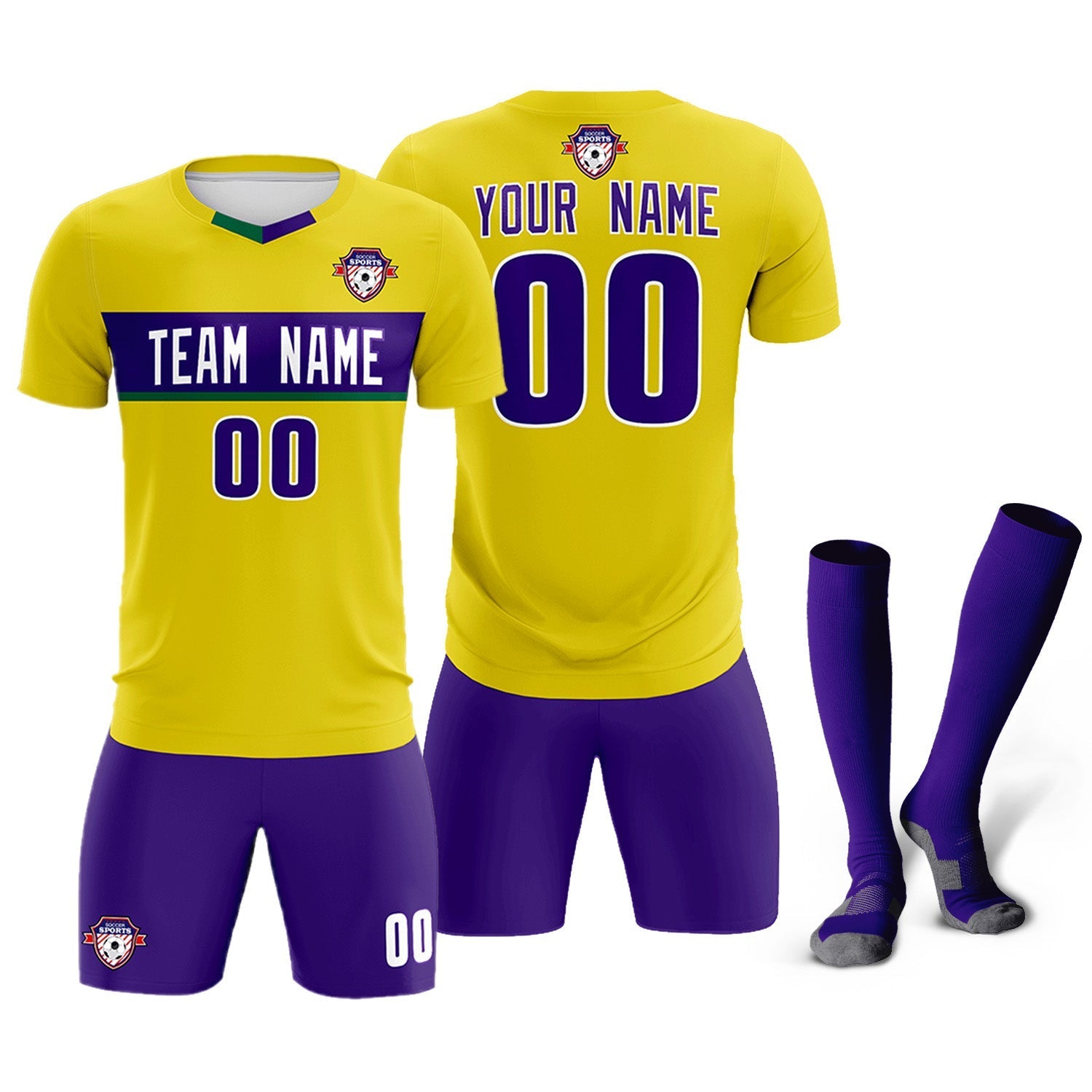 Custom Gold Classic Sports Sets Soccer Shirt Jersey