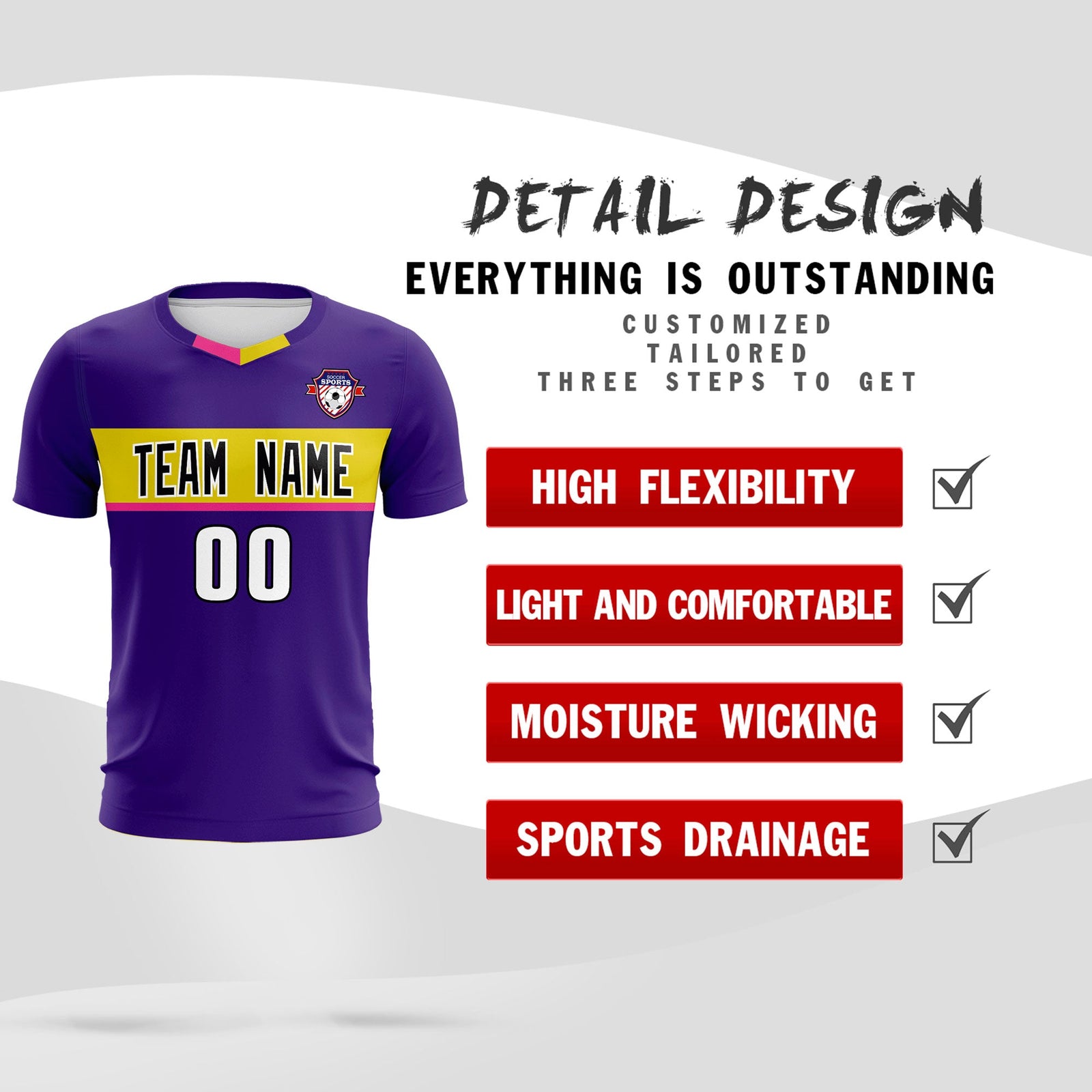 Custom Purple Classic Sports Sets Soccer Shirt Jersey