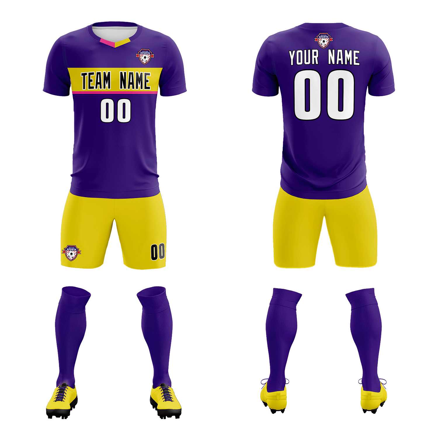 Custom Purple Classic Sports Sets Soccer Shirt Jersey
