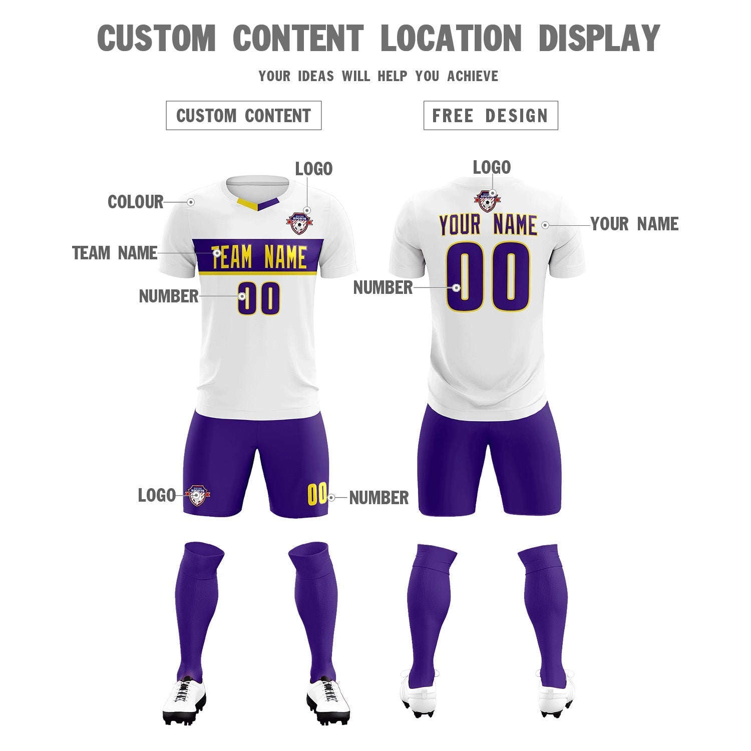 Custom White Classic Sports Sets Soccer Shirt Jersey