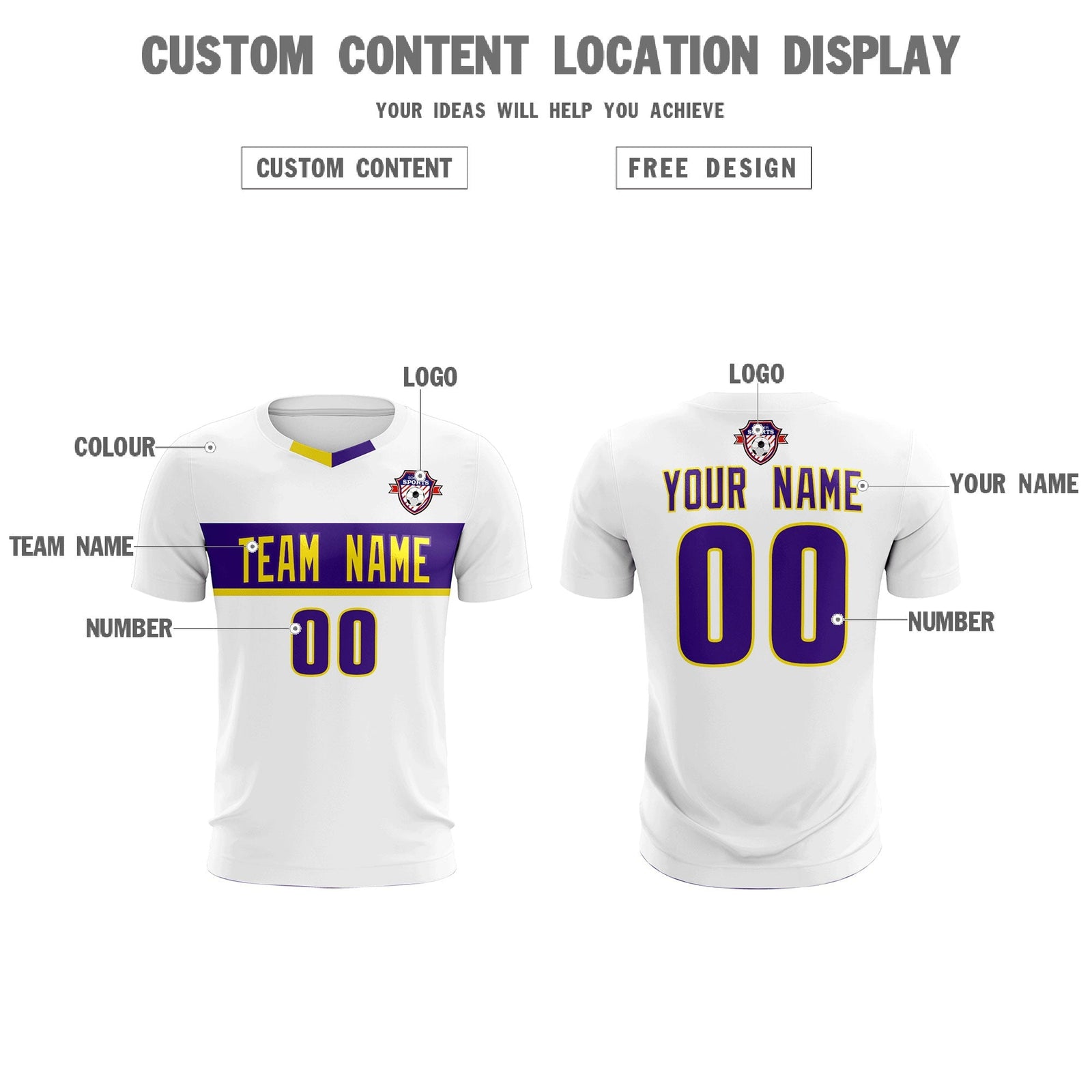 Custom White Classic Sports Sets Soccer Shirt Jersey
