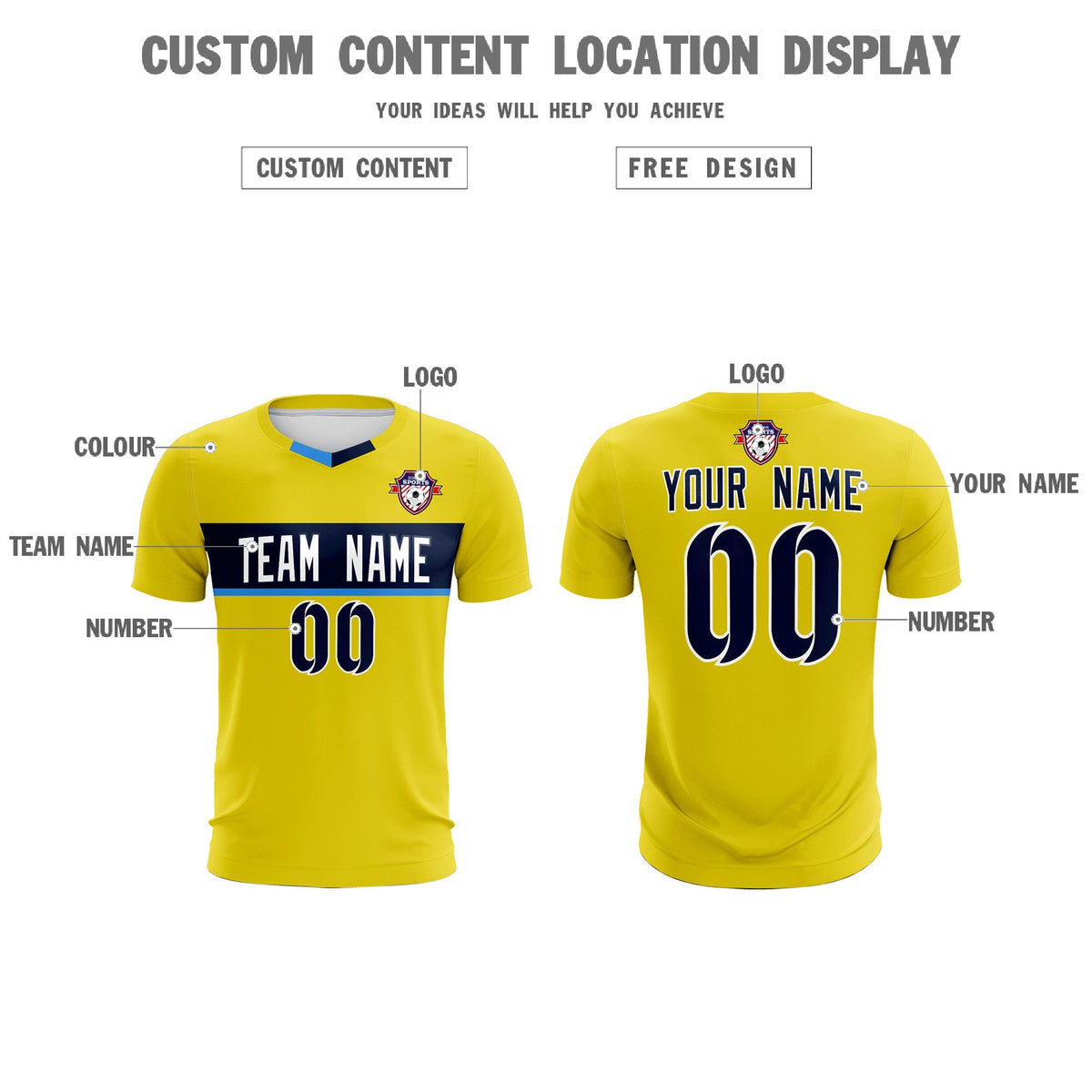 Custom Gold Classic Sports Sets Soccer Shirt Jersey
